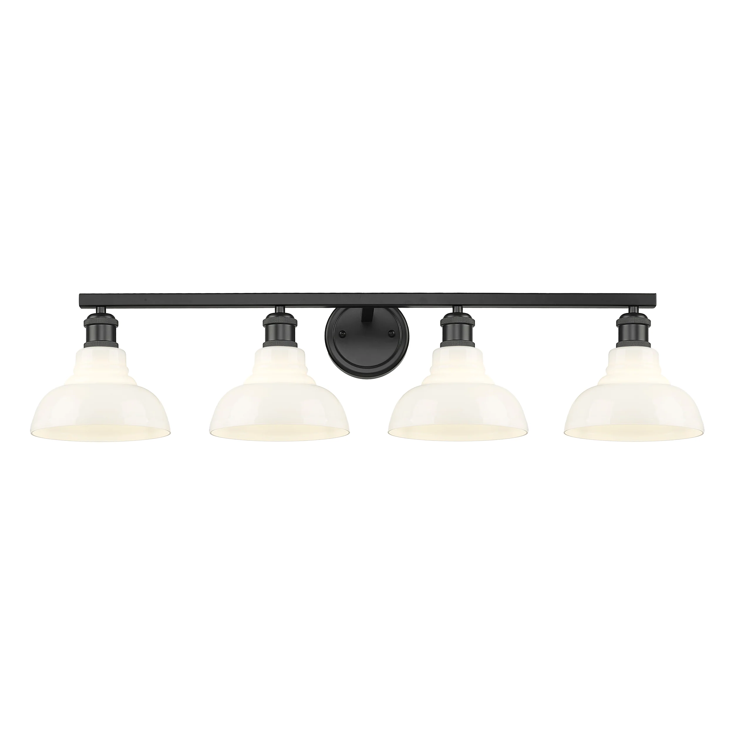 Yep by Golden Lighting Carver 4-light Vanity in Matte Black and Vintage Milk Glass - Image 2