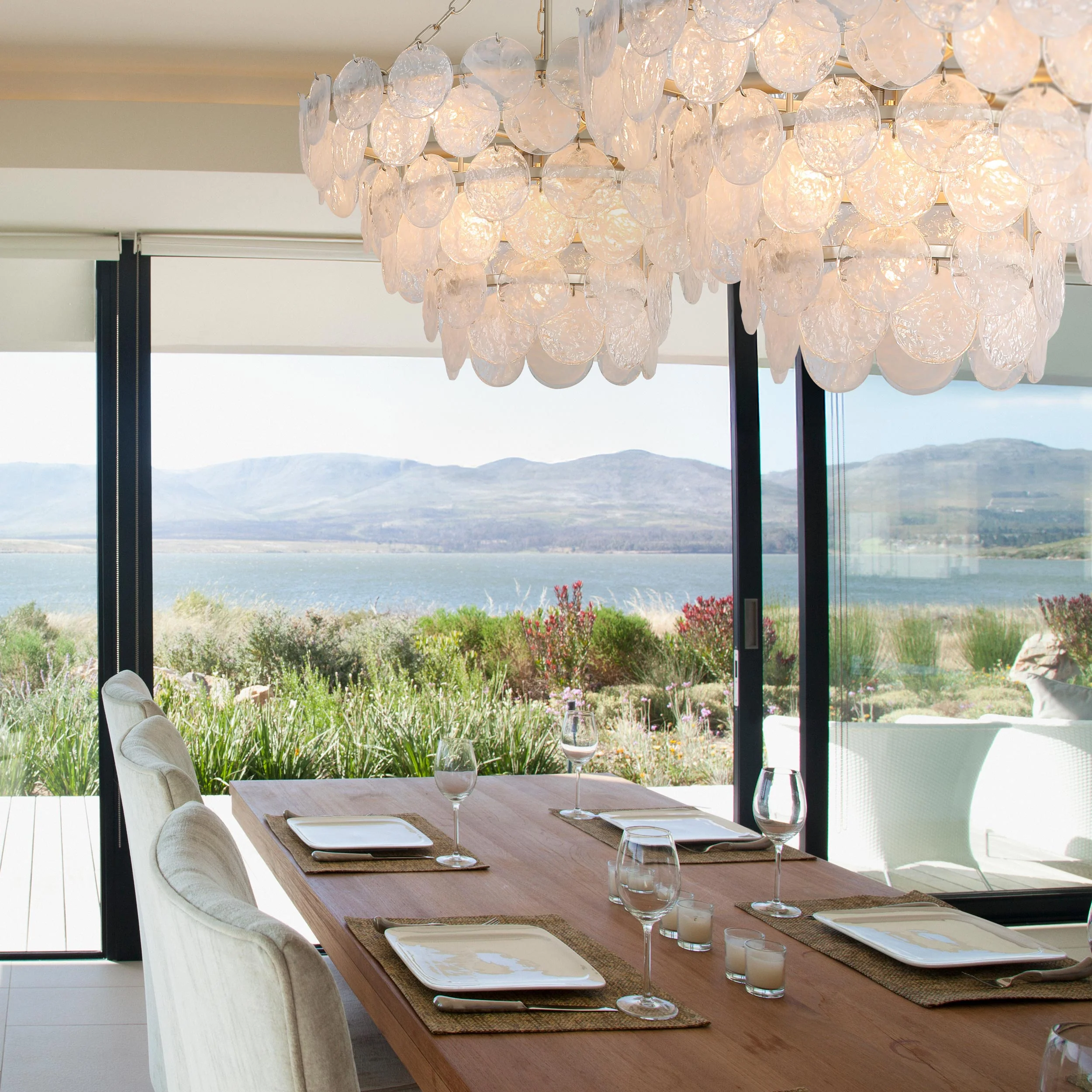 Yep by Golden Lighting Cascada 11-light Pendant in Aegean Silver and Cirrus Cloud Glass - Image 2