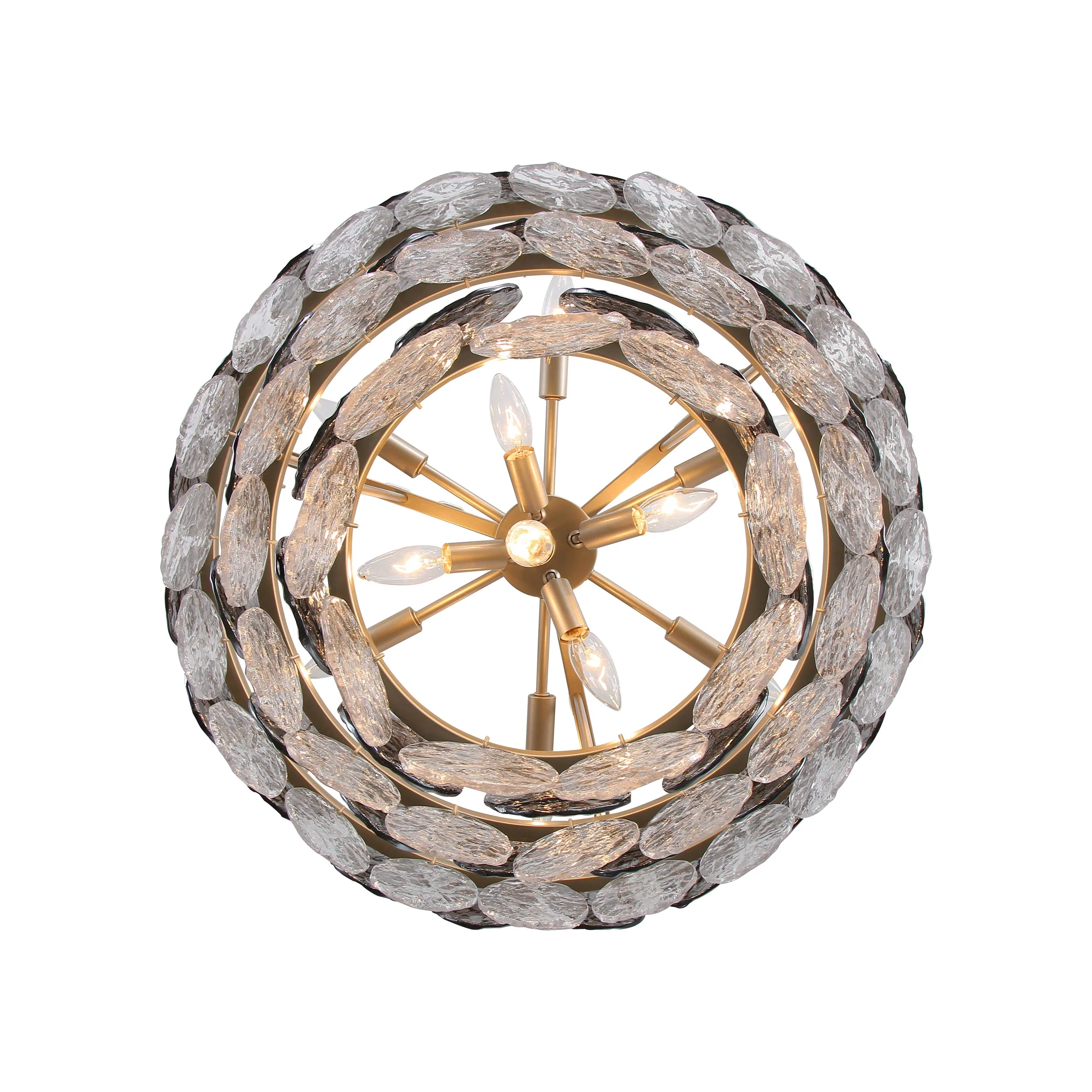 Yep by Golden Lighting Cascada 11-light Pendant in Aegean Silver and Smoke Plated Glass - Image 2
