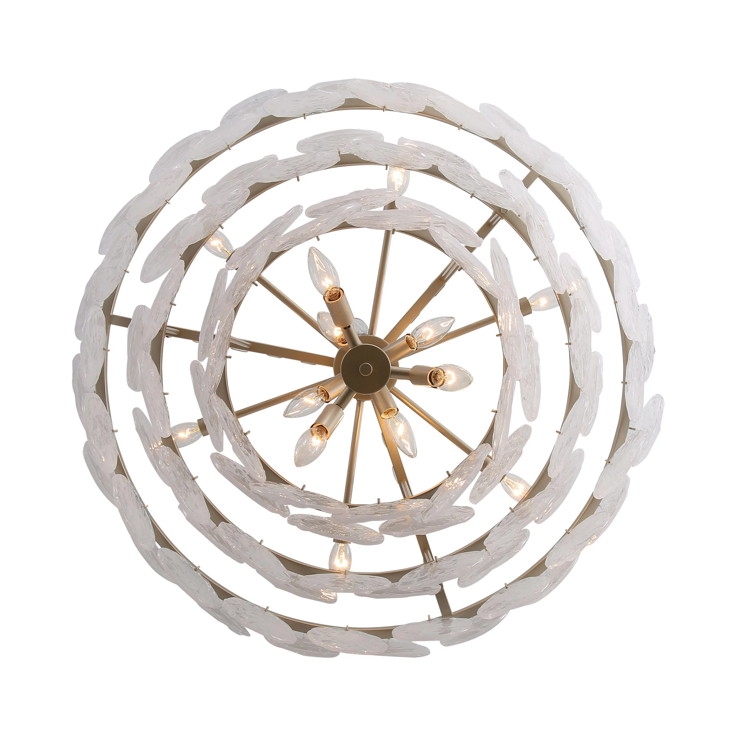 Yep by Golden Lighting Cascada 13-light Pendant in Aegean Silver and Cirrus Cloud Glass - Image 2