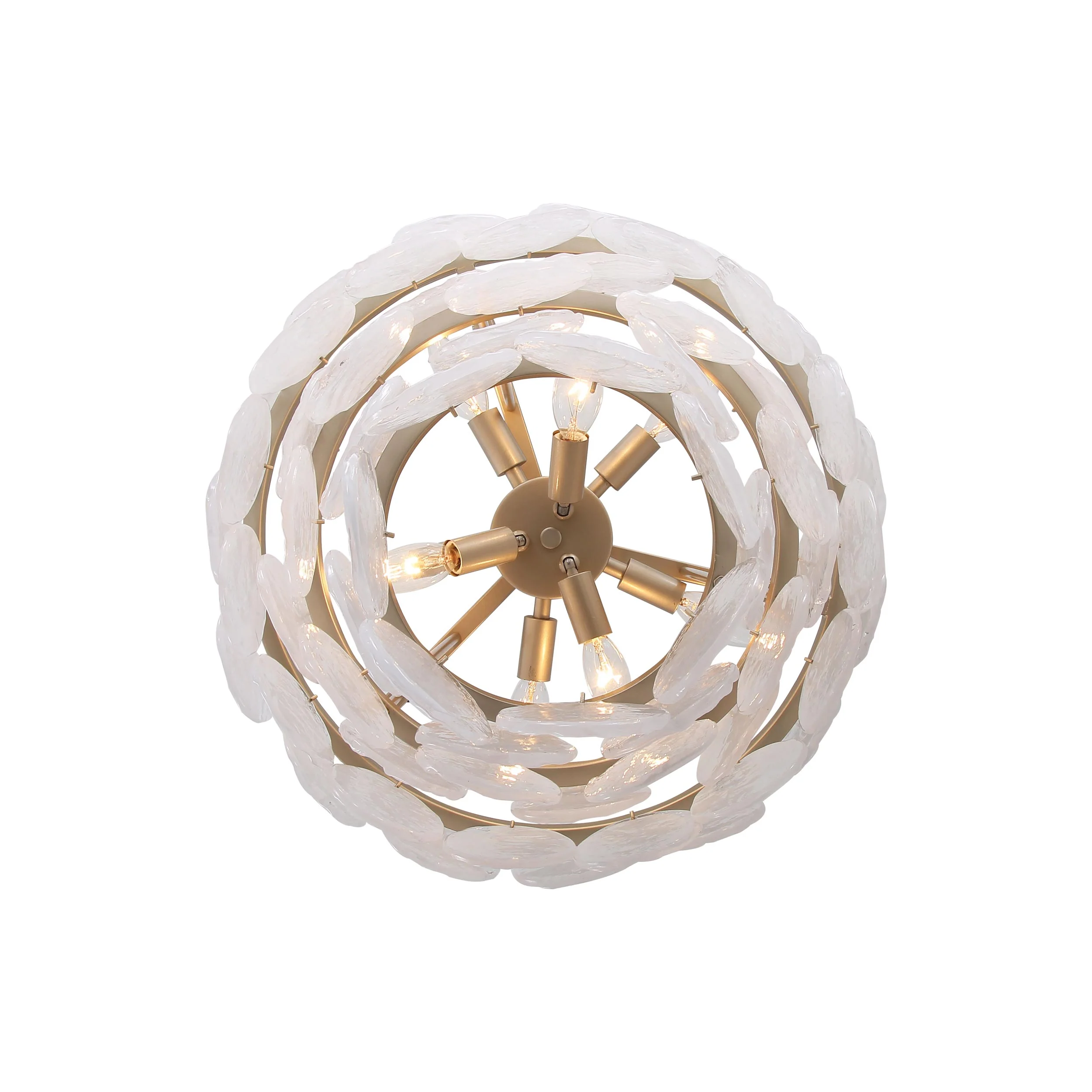 Yep by Golden Lighting Cascada 8-light Pendant in Aegean Silver and Cirrus Cloud Glass - Image 2