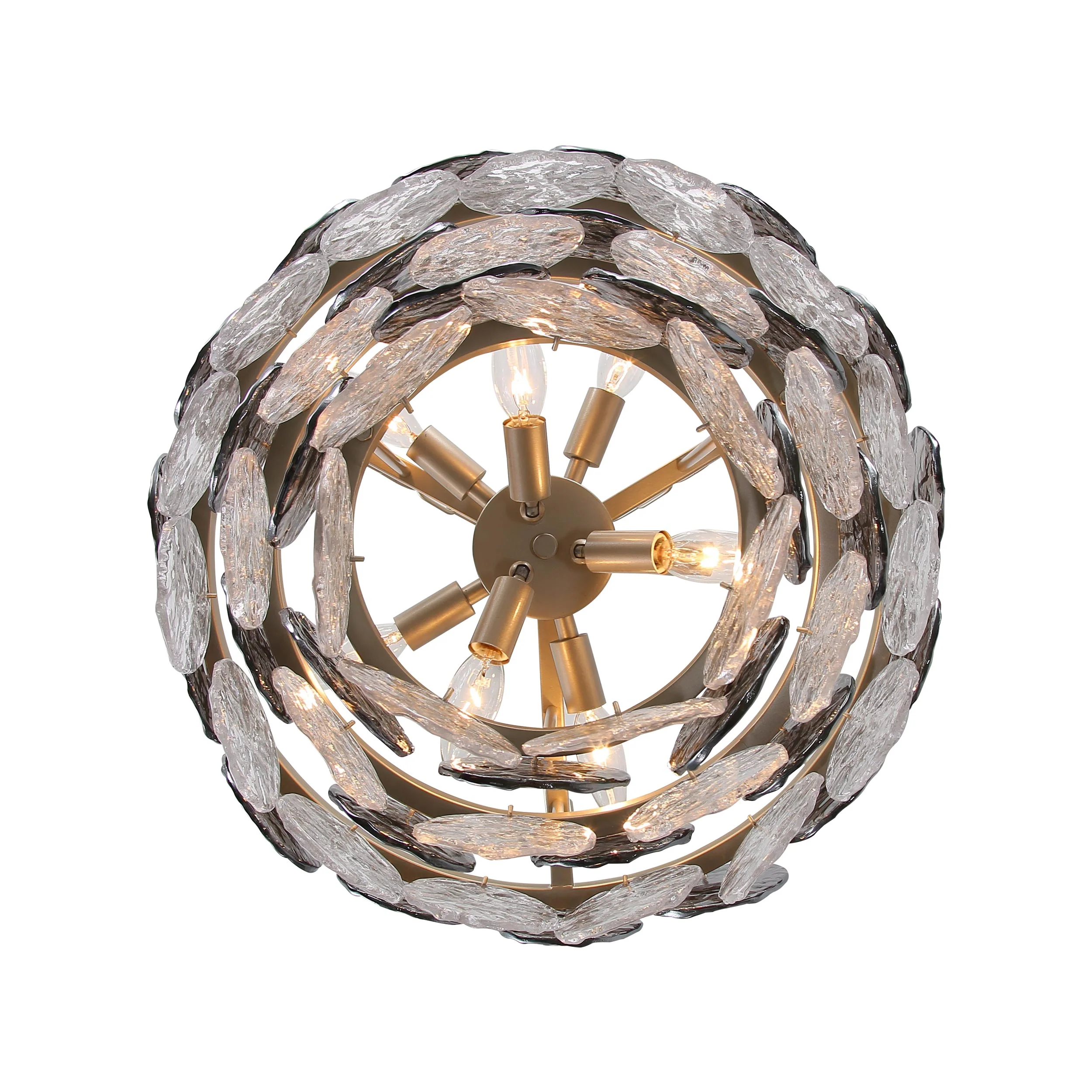 Yep by Golden Lighting Cascada 8-light Pendant in Aegean Silver and Smoke Plated Glass - Image 2