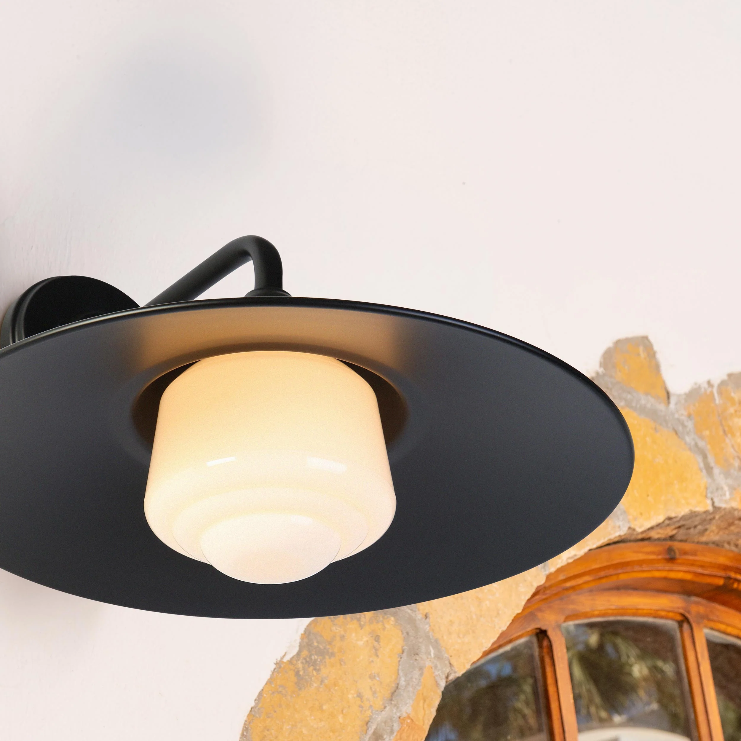 Yep by Golden Lighting Croma 1-light Wall Sconce in Matte Black shade and White Bell Glass - Image 2