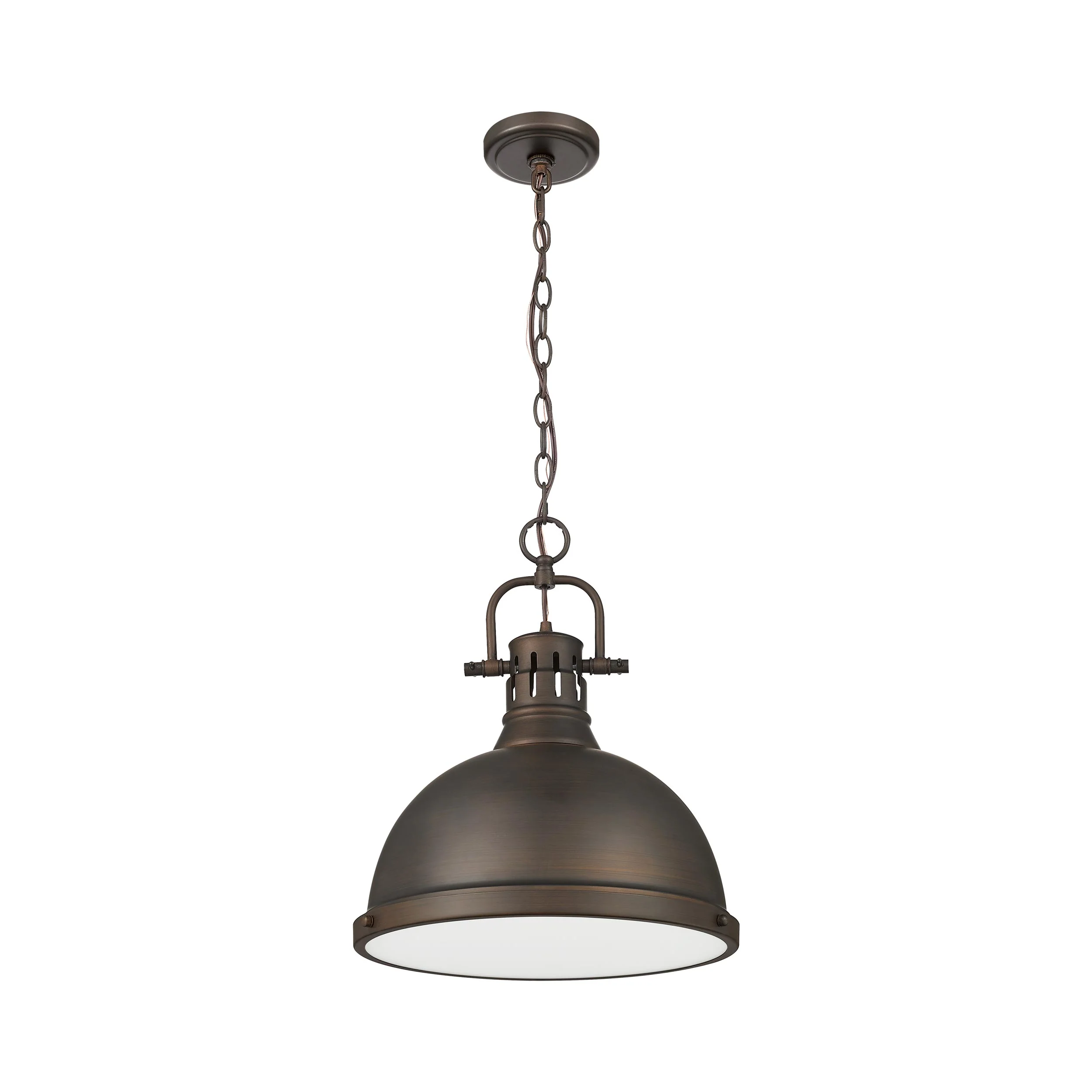 Yep by Golden Lighting Duncan 1-light 14in Chain Hung Pendant in Rubbed Bronze and Rubbed Bronze shade - Image 2