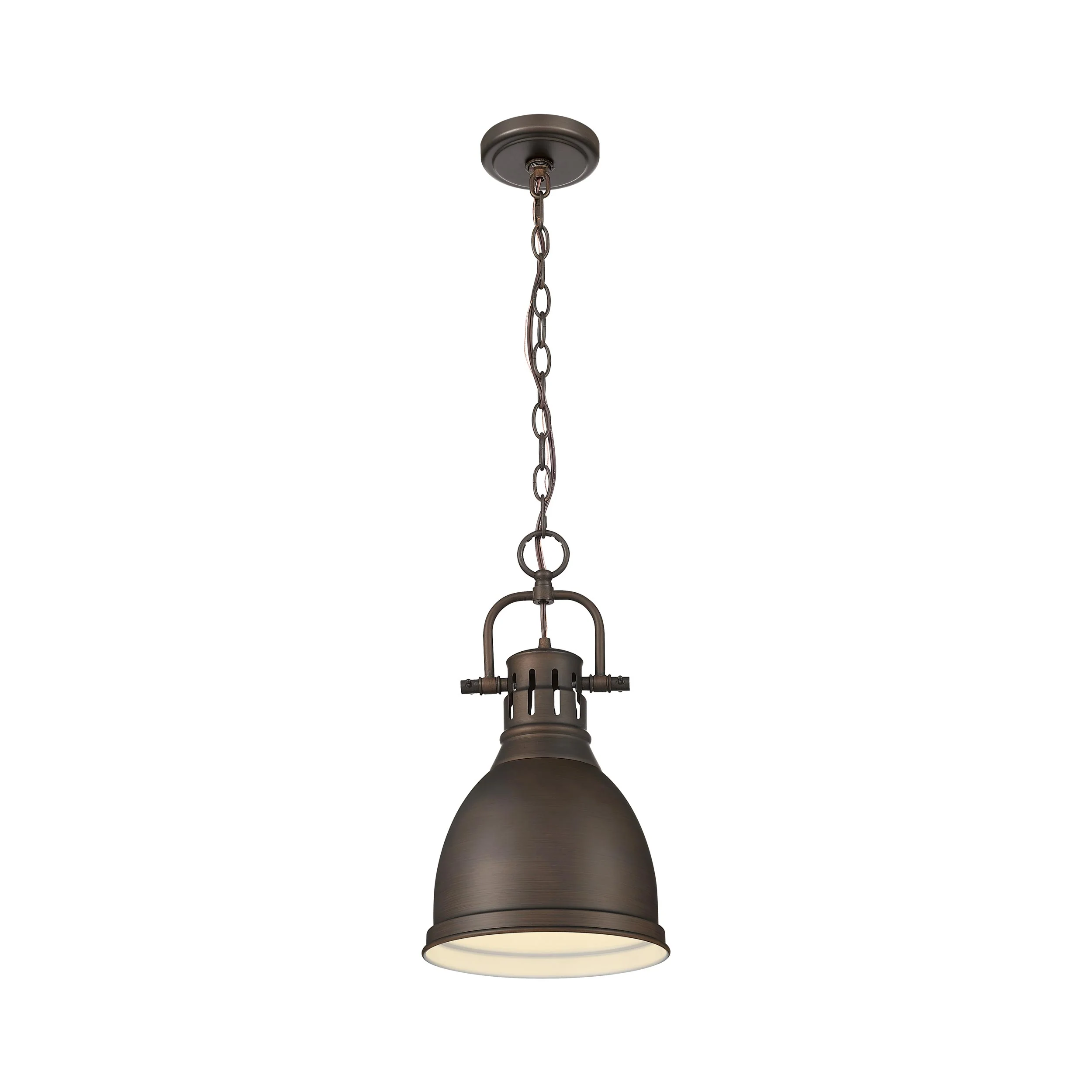 Yep by Golden Lighting Duncan 1-light 9in Chain Hung Pendant in Rubbed Bronze and Rubbed Bronze shade - Image 2