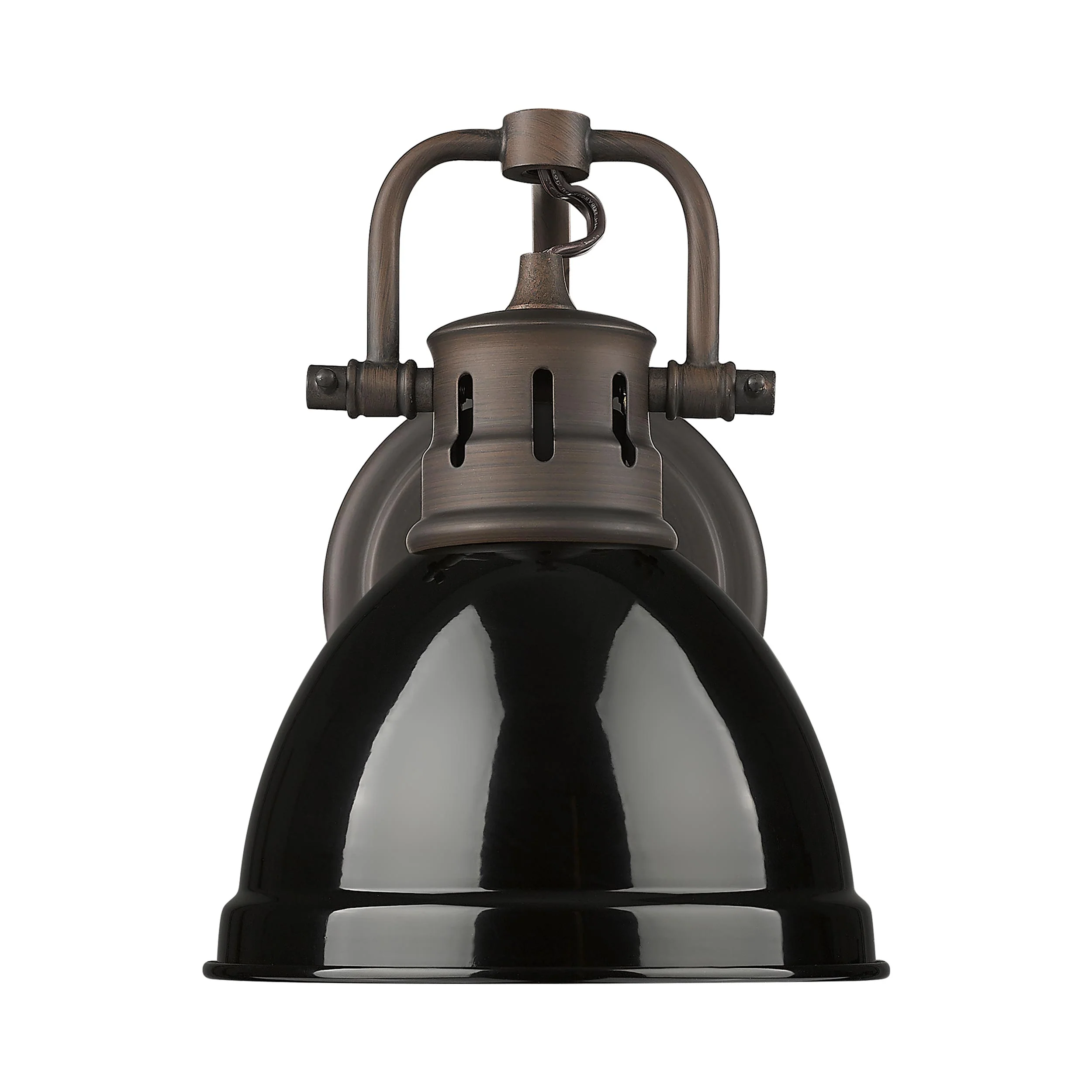 Yep by Golden Lighting Duncan 1-light Vanity in Rubbed Bronze and Black shade - Image 2