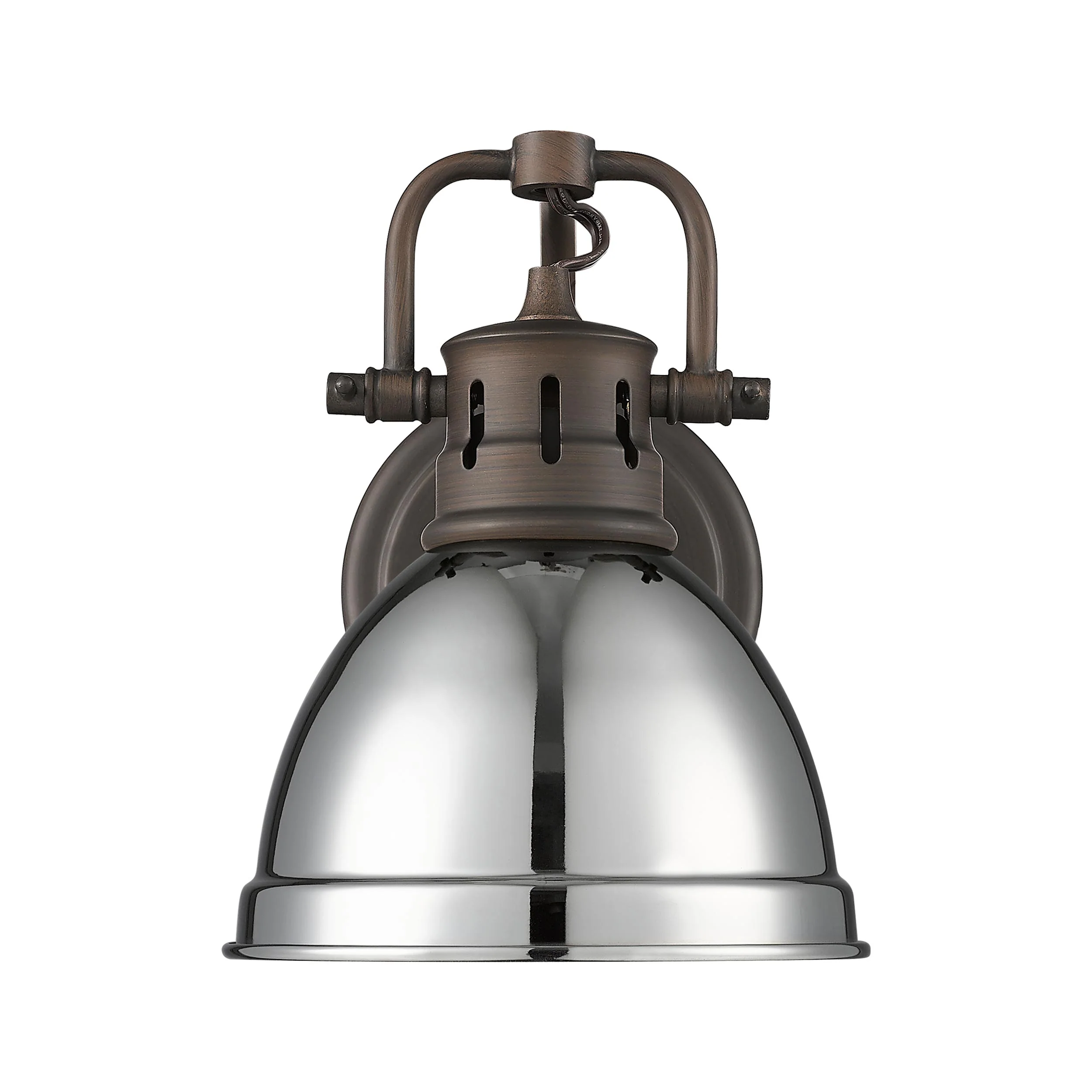 Yep by Golden Lighting Duncan 1-light Vanity in Rubbed Bronze and Chrome shade - Image 2