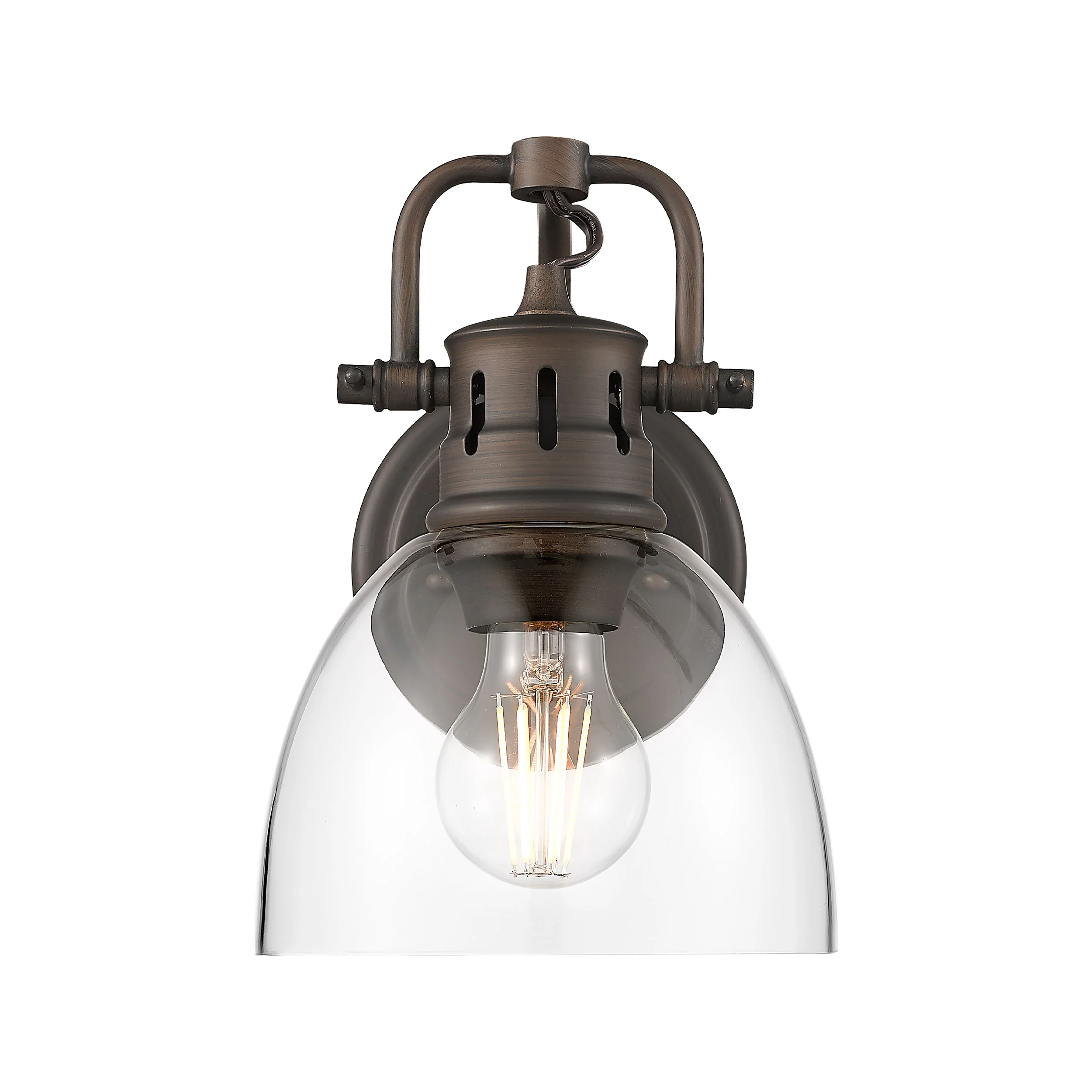 Yep by Golden Lighting Duncan 1-light Vanity in Rubbed Bronze and Clear Glass - Image 2