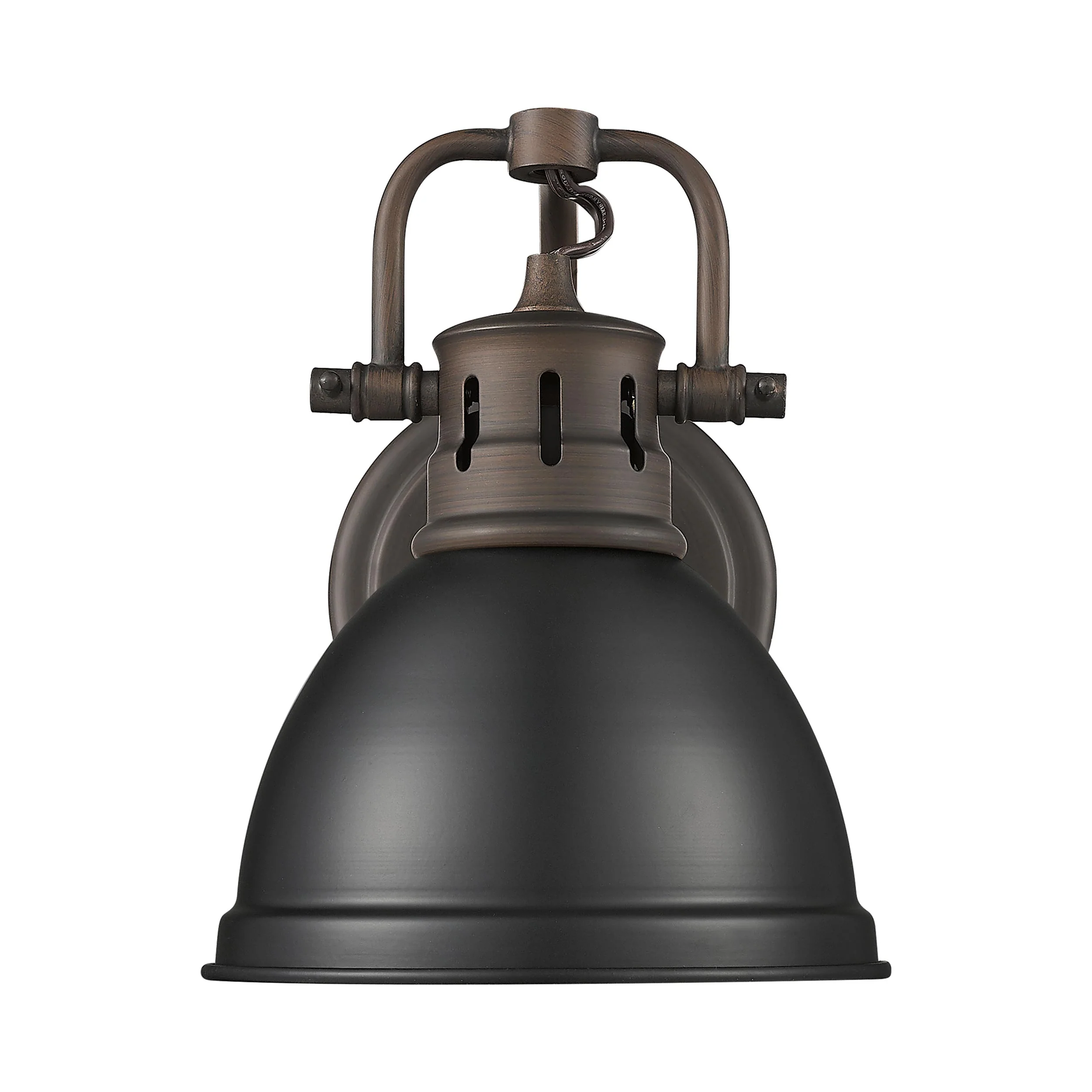 Yep by Golden Lighting Duncan 1-light Vanity in Rubbed Bronze and Matte Black shade - Image 2