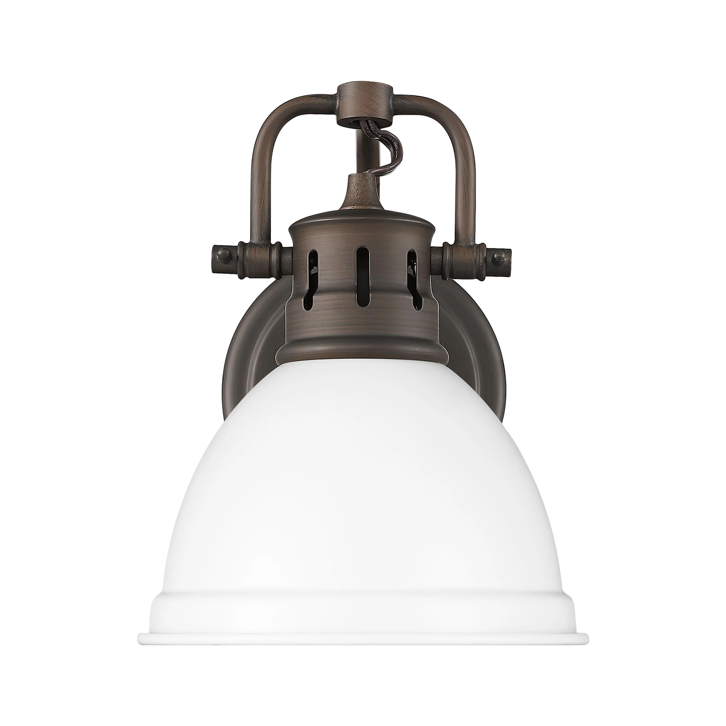 Yep by Golden Lighting Duncan 1-light Vanity in Rubbed Bronze and Matte White shade - Image 2
