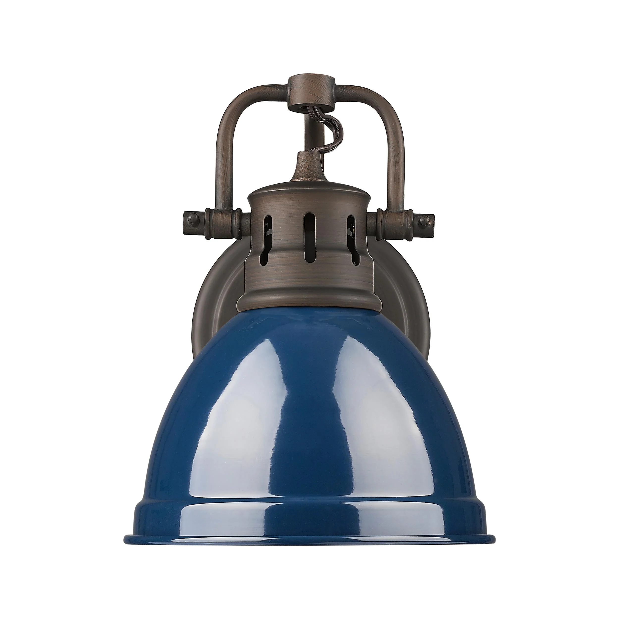 Yep by Golden Lighting Duncan 1-light Vanity in Rubbed Bronze and Navy Blue shade - Image 2