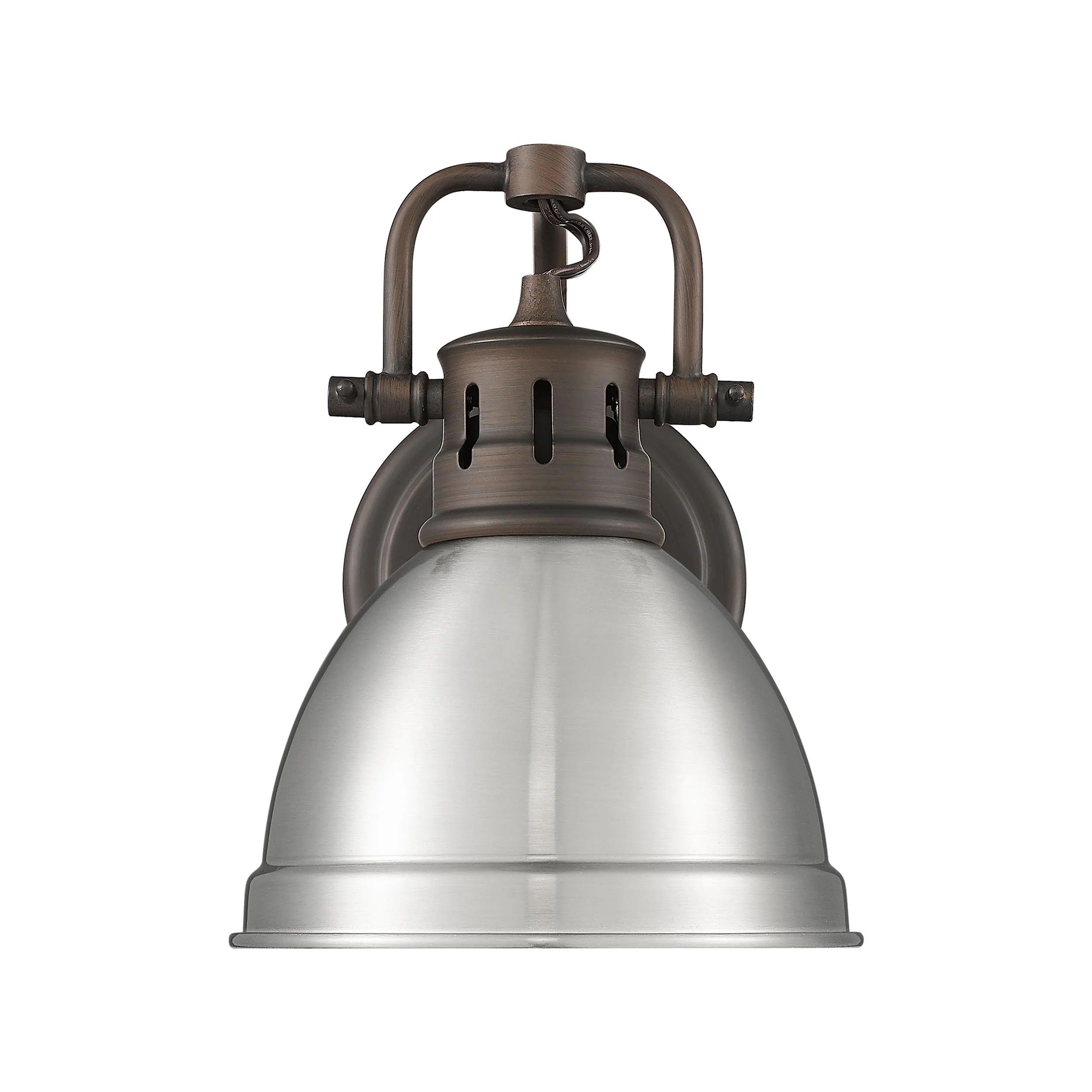 Yep by Golden Lighting Duncan 1-light Vanity in Rubbed Bronze and Pewter shade - Image 2