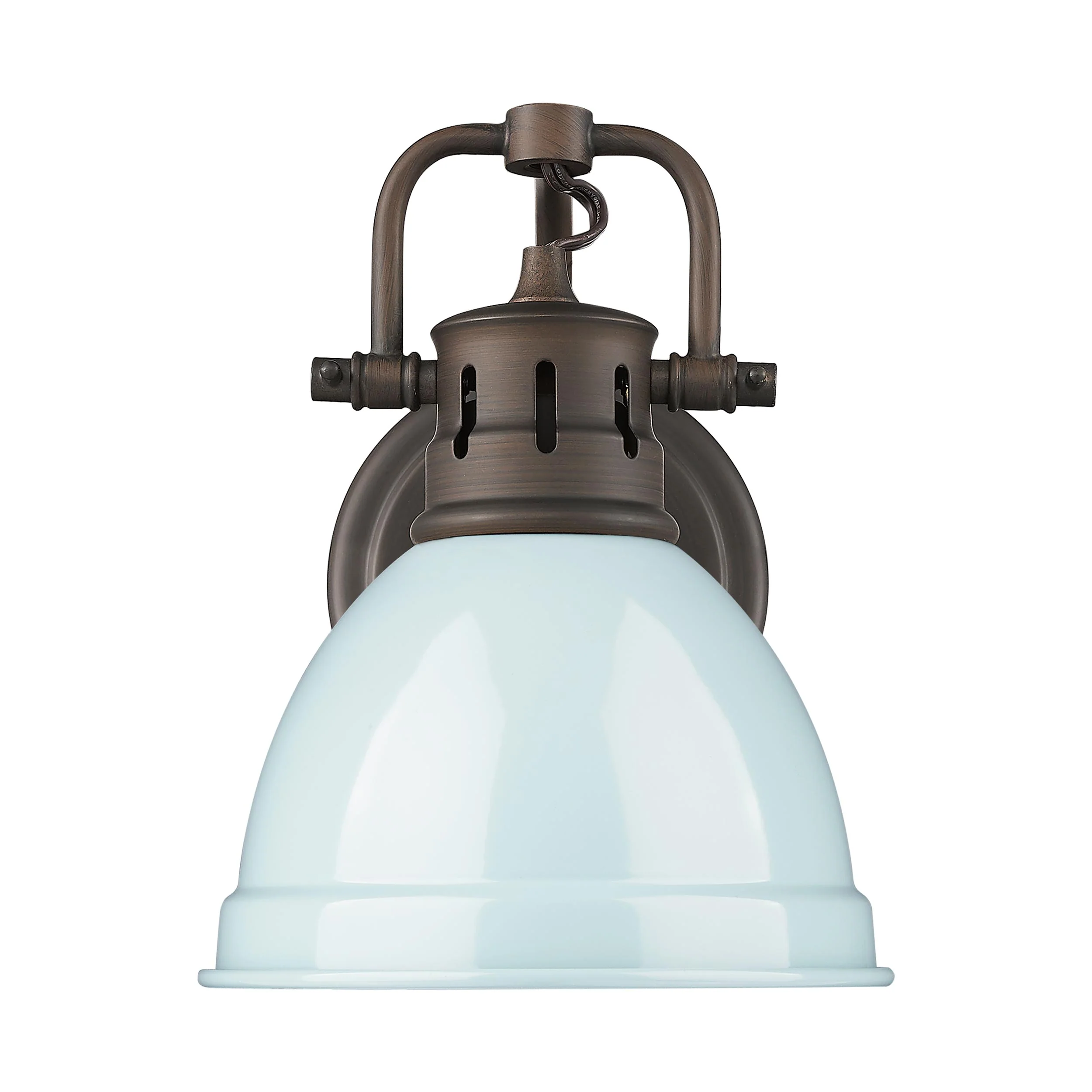 Yep by Golden Lighting Duncan 1-light Vanity in Rubbed Bronze and Seafoam shade - Image 2