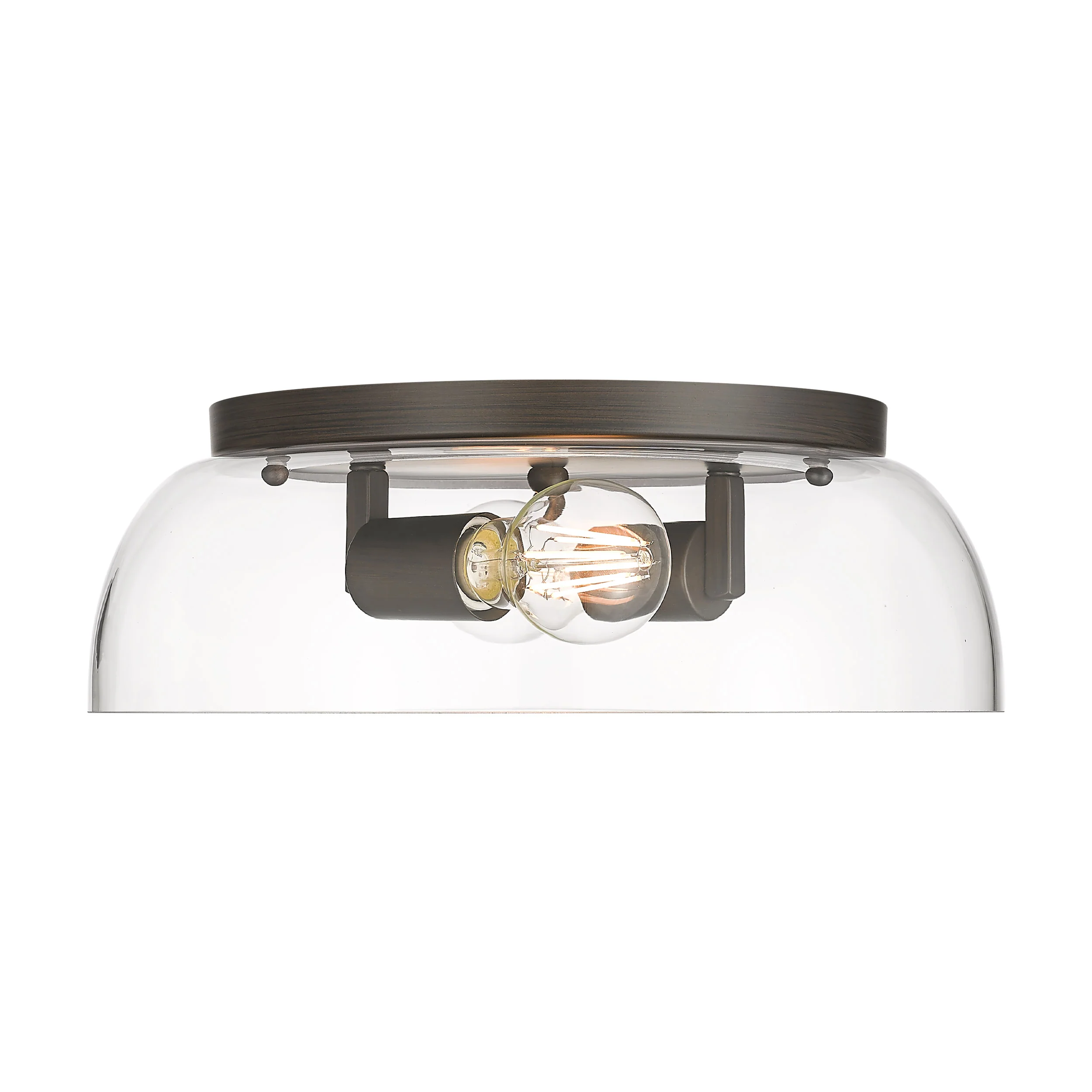 Yep by Golden Lighting Duncan 2-light Flush Mount in Rubbed Bronze and Clear Glass - Image 2
