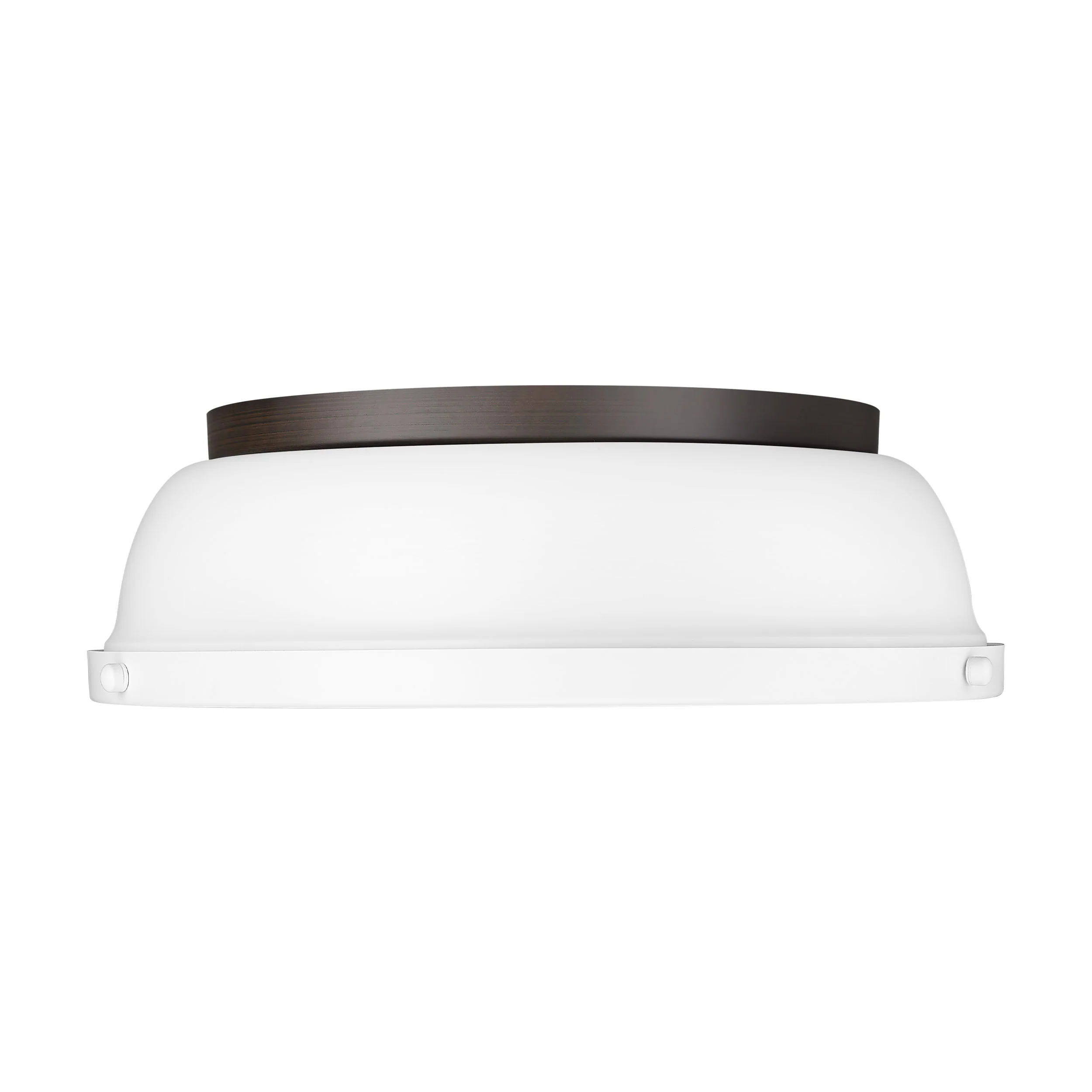 Yep by Golden Lighting Duncan 2-light Flush Mount in Rubbed Bronze and Matte White shade - Image 2