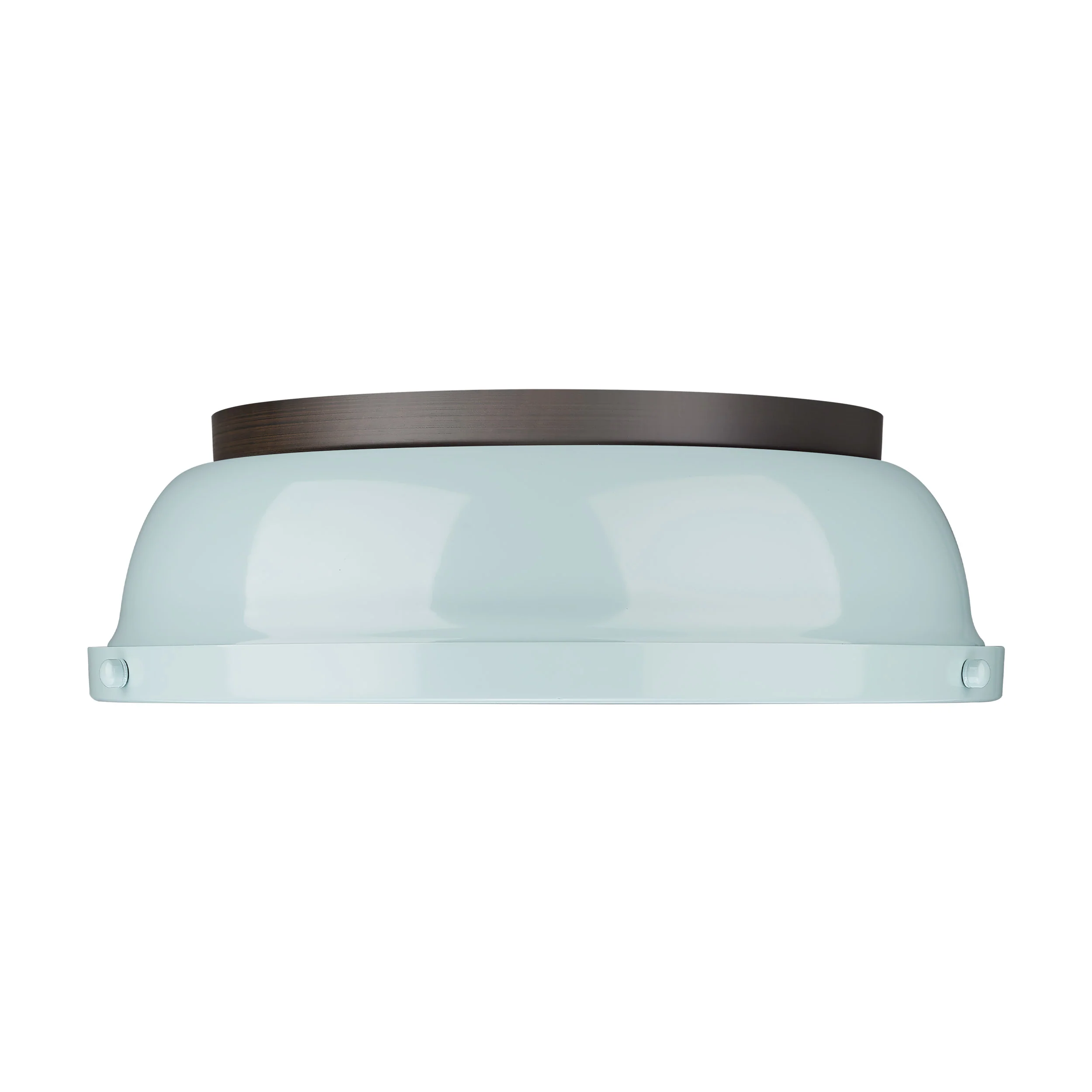 Yep by Golden Lighting Duncan 2-light Flush Mount in Rubbed Bronze and Seafoam shade - Image 2
