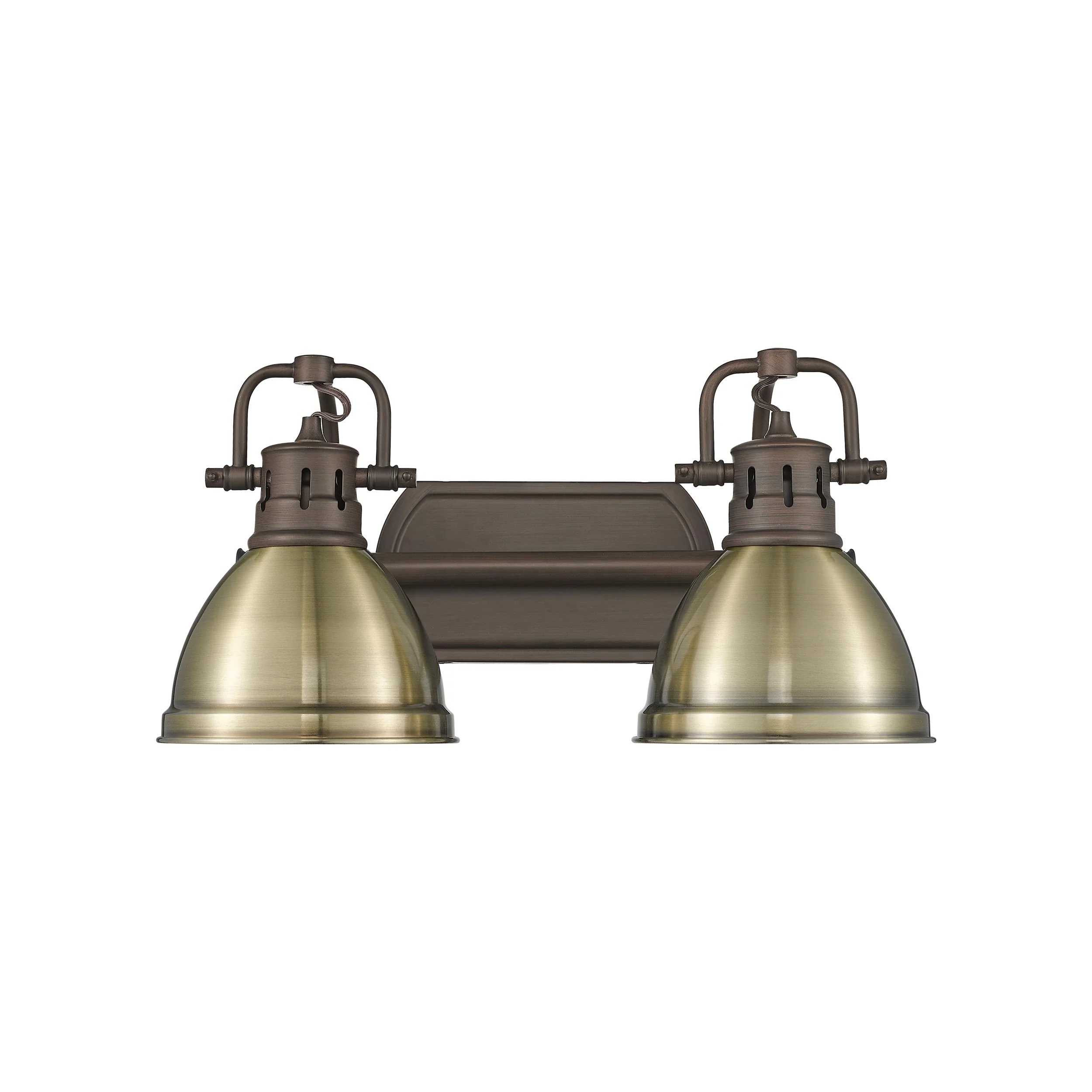Yep by Golden Lighting Duncan 2-light Vanity in Rubbed Bronze and Aged Brass shade - Image 2