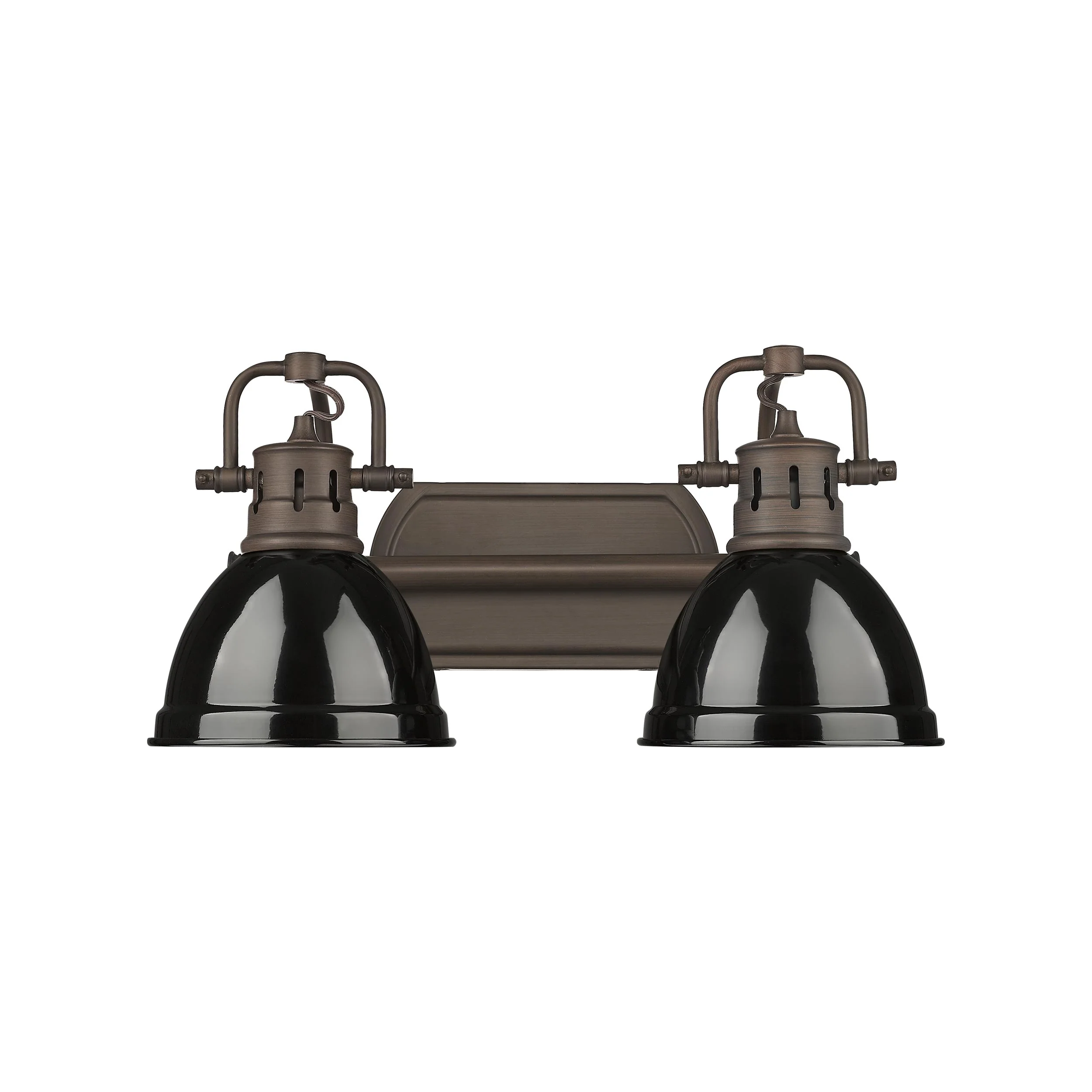 Yep by Golden Lighting Duncan 2-light Vanity in Rubbed Bronze and Black shade - Image 2