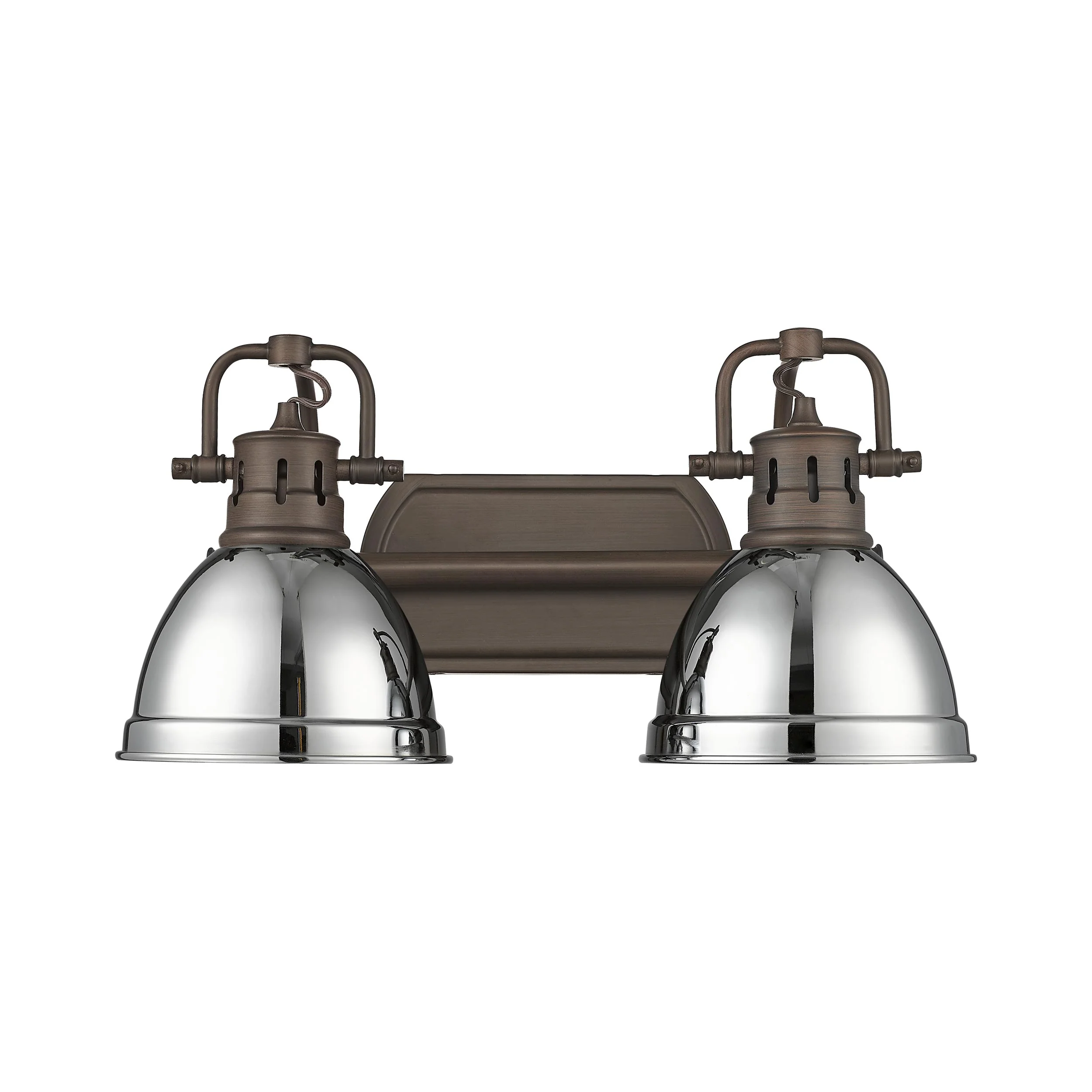 Yep by Golden Lighting Duncan 2-light Vanity in Rubbed Bronze and Chrome shade - Image 2