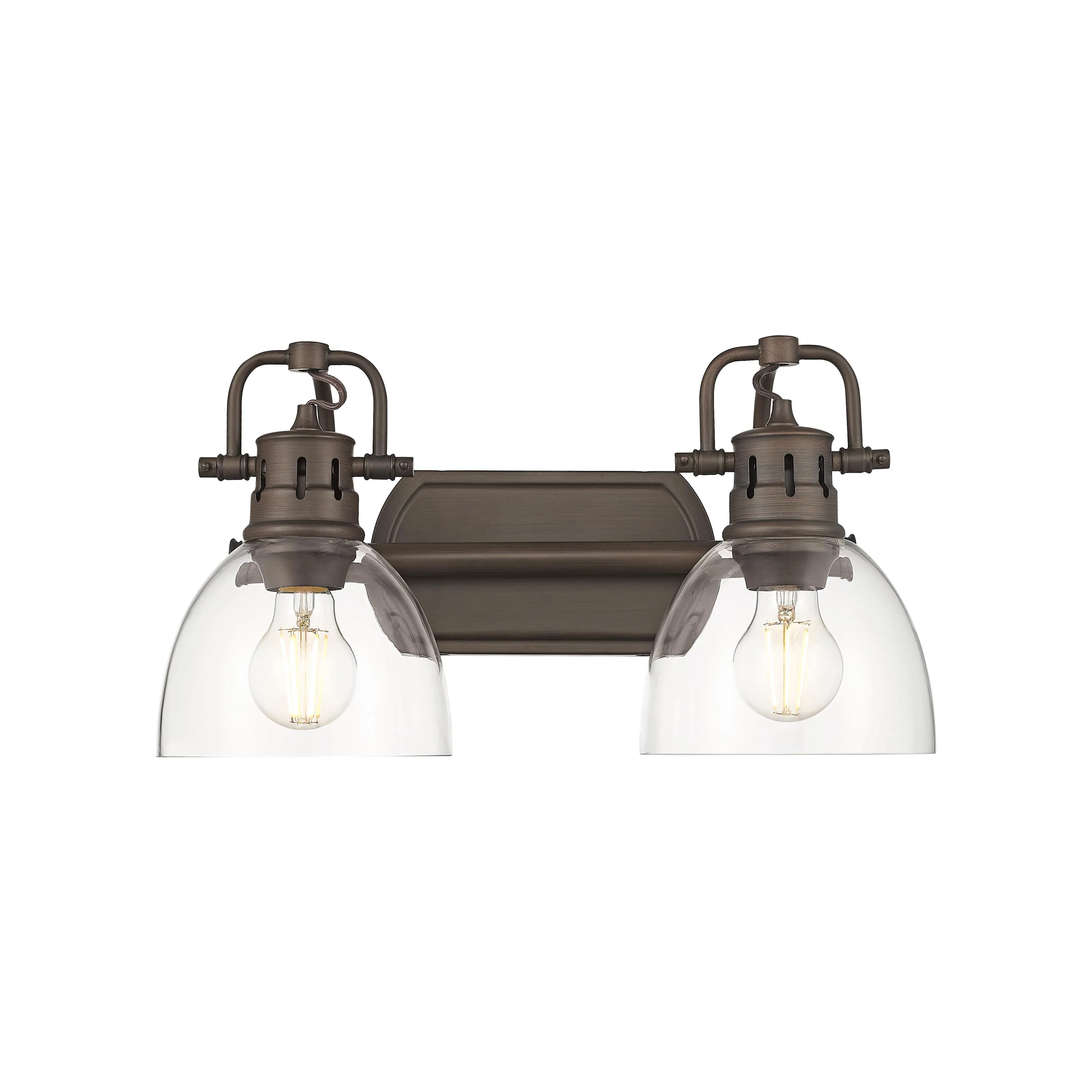 Yep by Golden Lighting Duncan 2-light Vanity in Rubbed Bronze and Clear Glass - Image 2