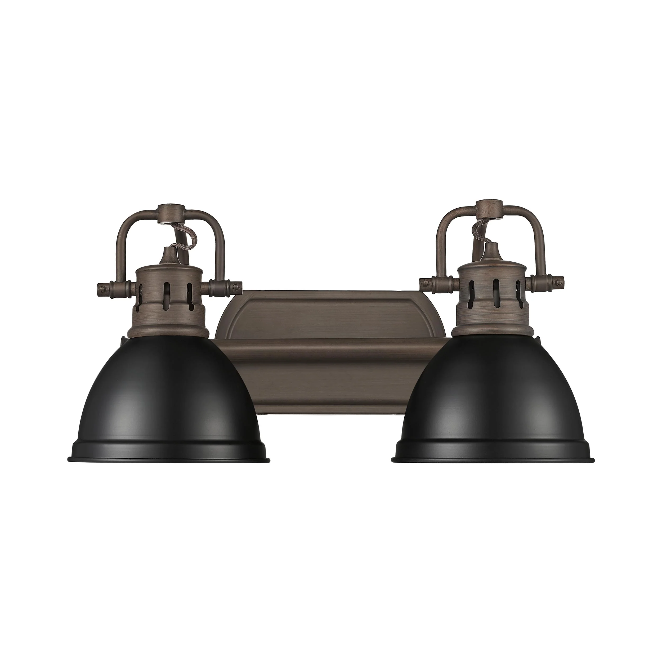 Yep by Golden Lighting Duncan 2-light Vanity in Rubbed Bronze and Matte Black shade - Image 2