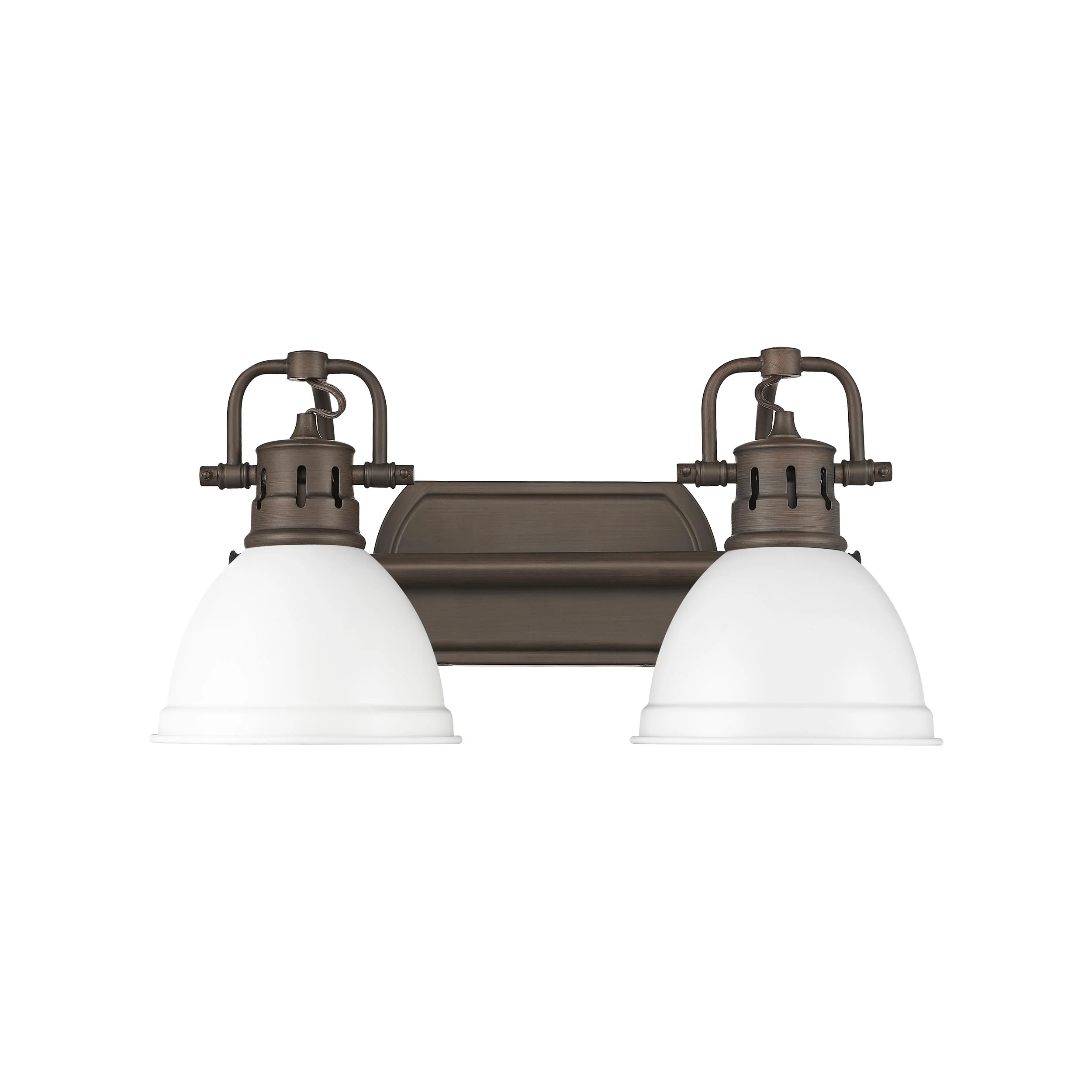 Yep by Golden Lighting Duncan 2-light Vanity in Rubbed Bronze and Matte White shade - Image 2