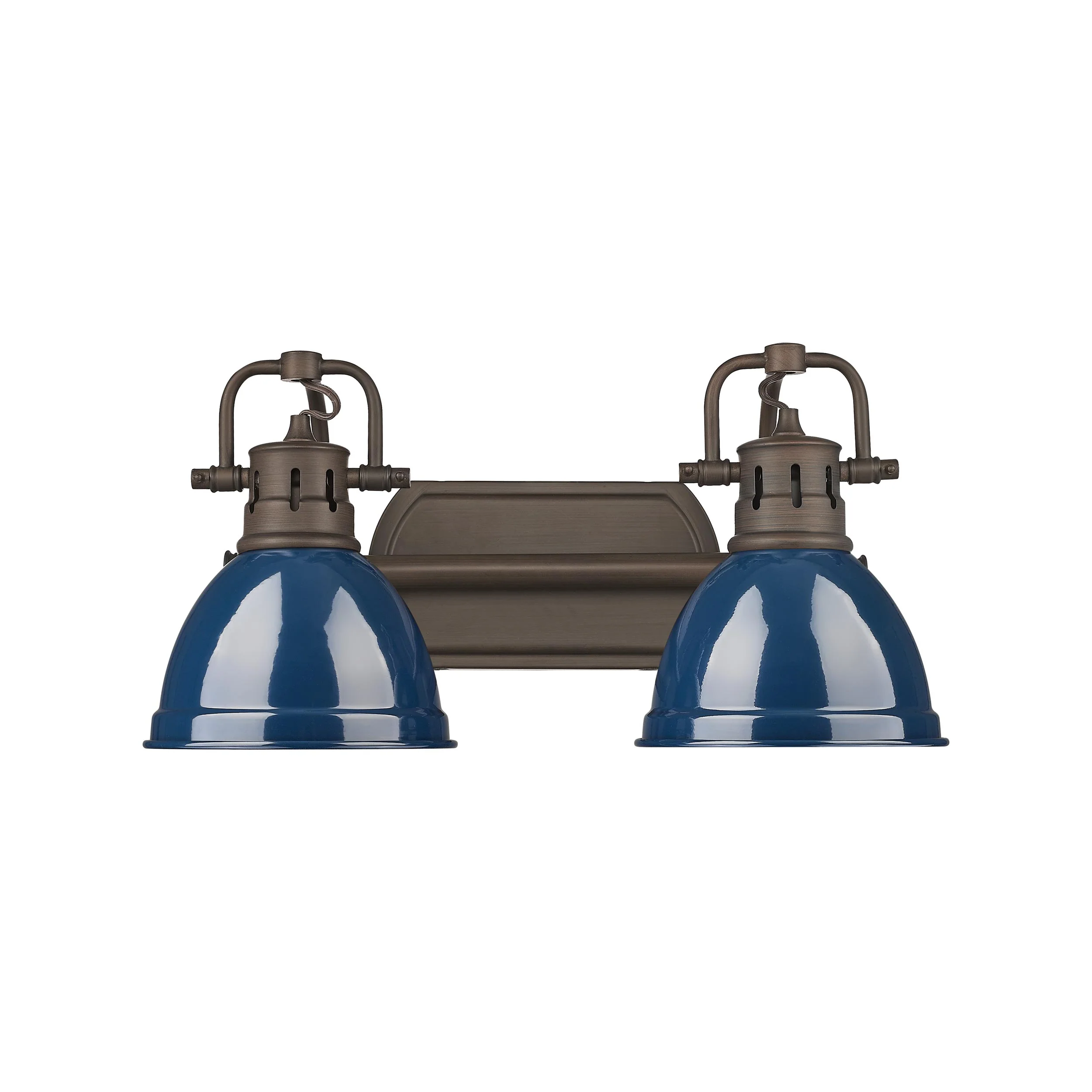 Yep by Golden Lighting Duncan 2-light Vanity in Rubbed Bronze and Navy Blue shade - Image 2