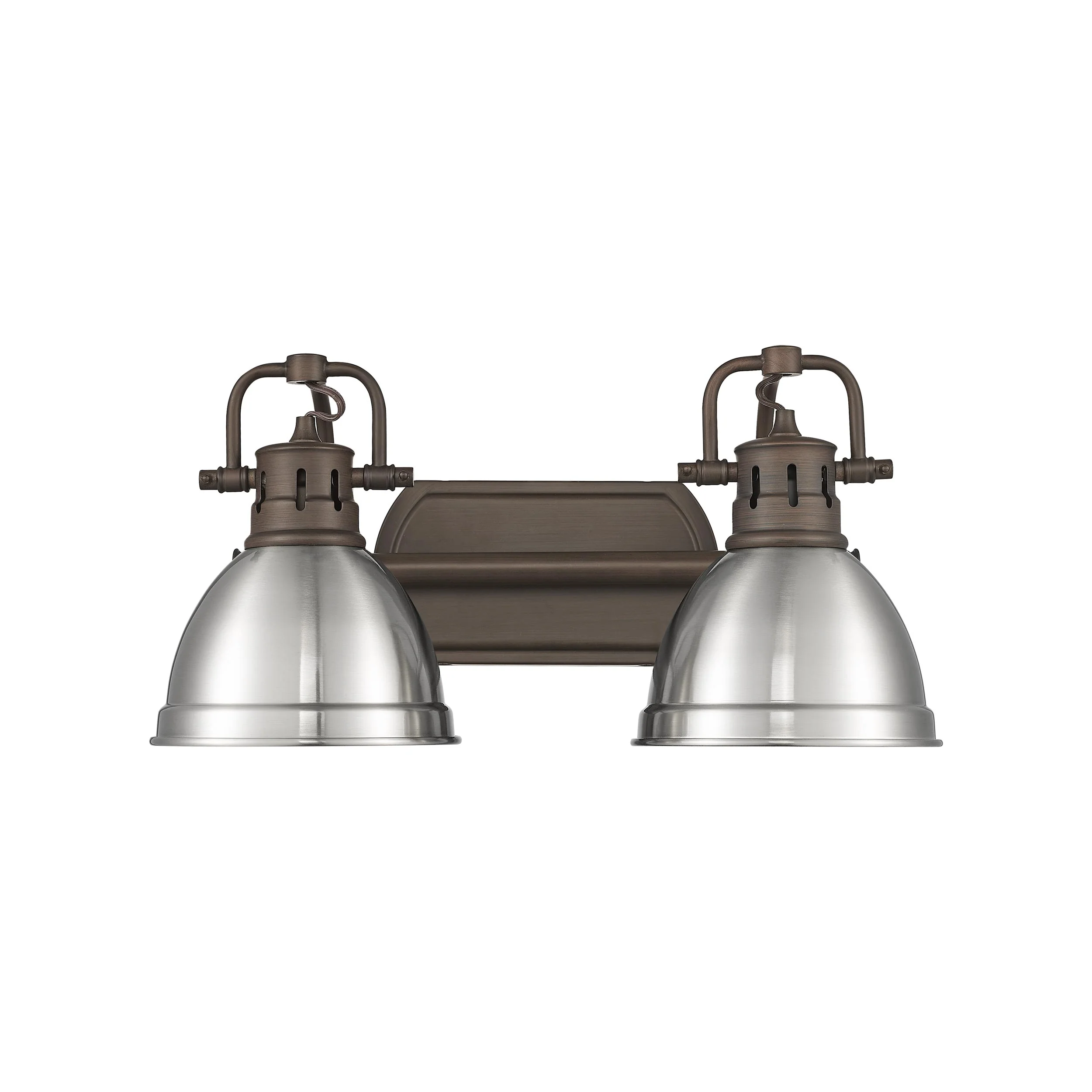 Yep by Golden Lighting Duncan 2-light Vanity in Rubbed Bronze and Pewter shade - Image 2