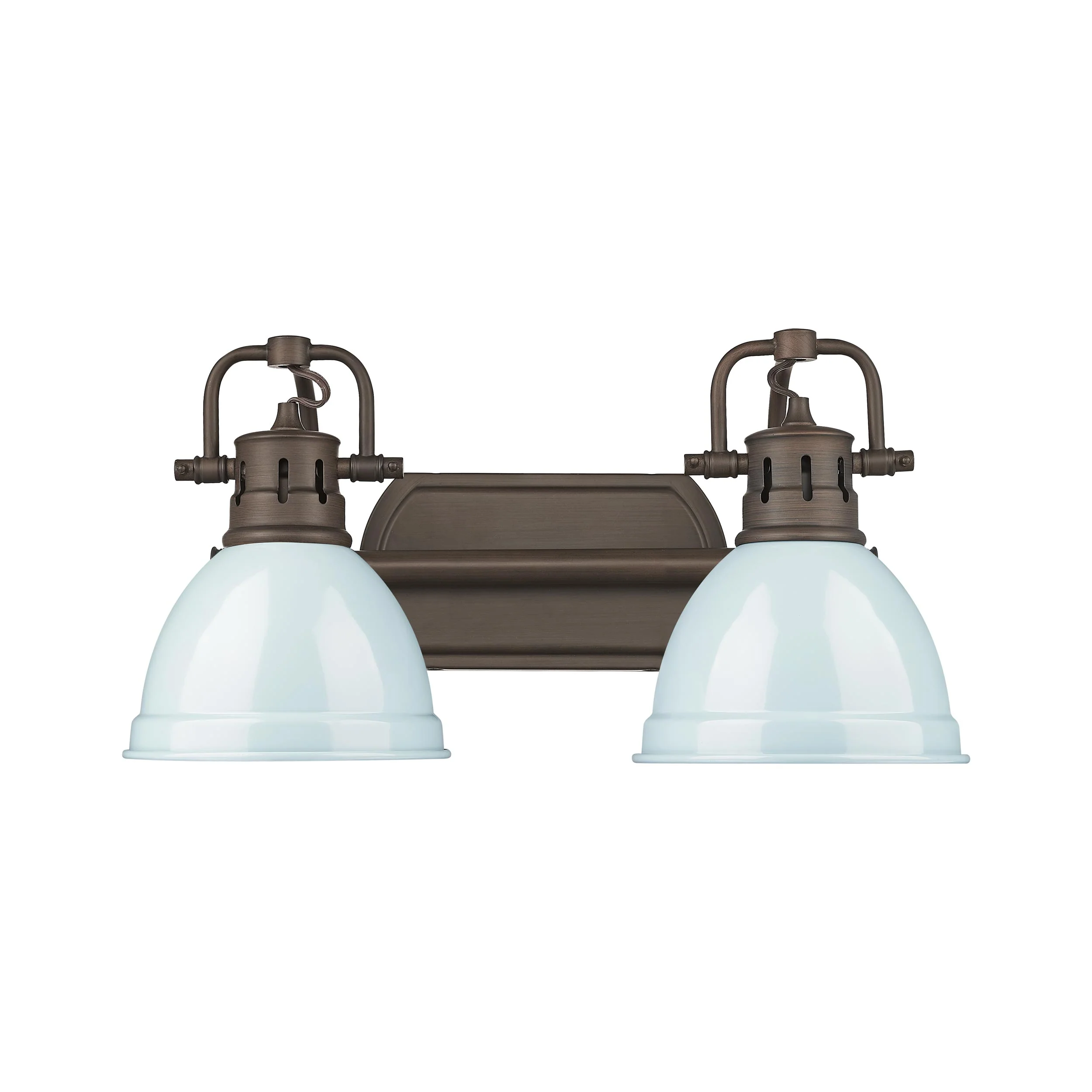 Yep by Golden Lighting Duncan 2-light Vanity in Rubbed Bronze and Seafoam shade - Image 2
