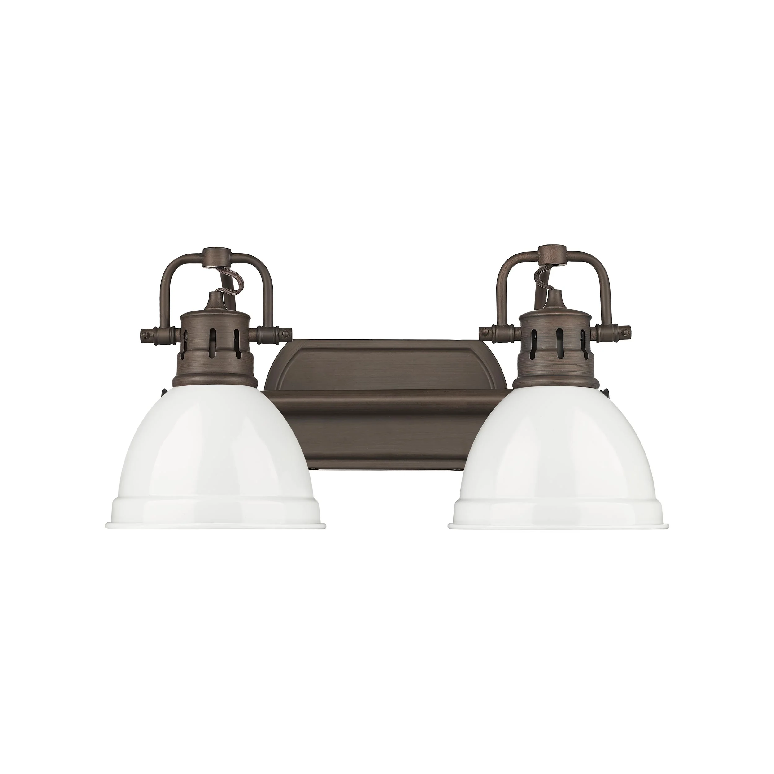 Yep by Golden Lighting Duncan 2-light Vanity in Rubbed Bronze and White shade - Image 2