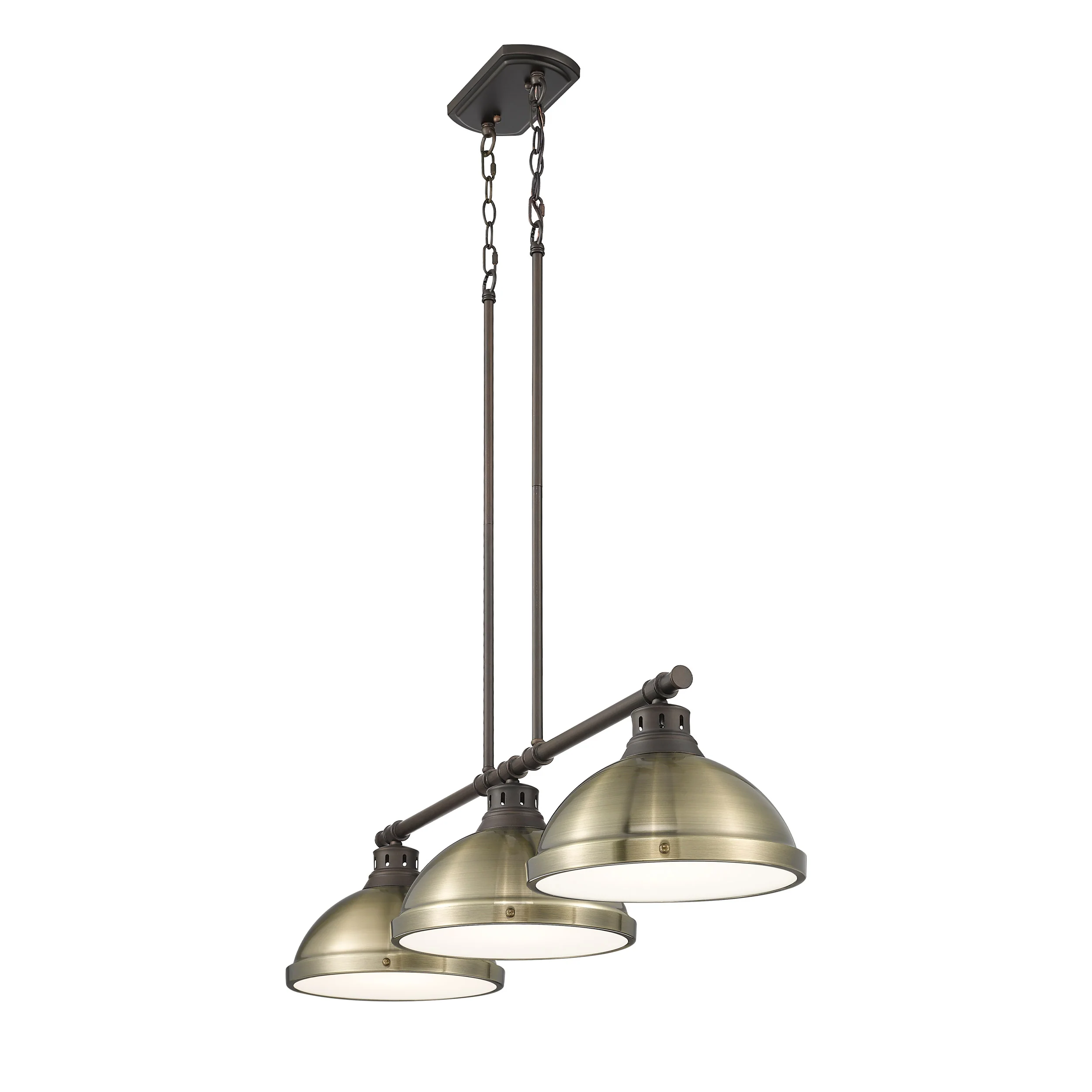 Yep by Golden Lighting Duncan 3-light Island Light in Rubbed Bronze and Aged Brass shade - Image 2