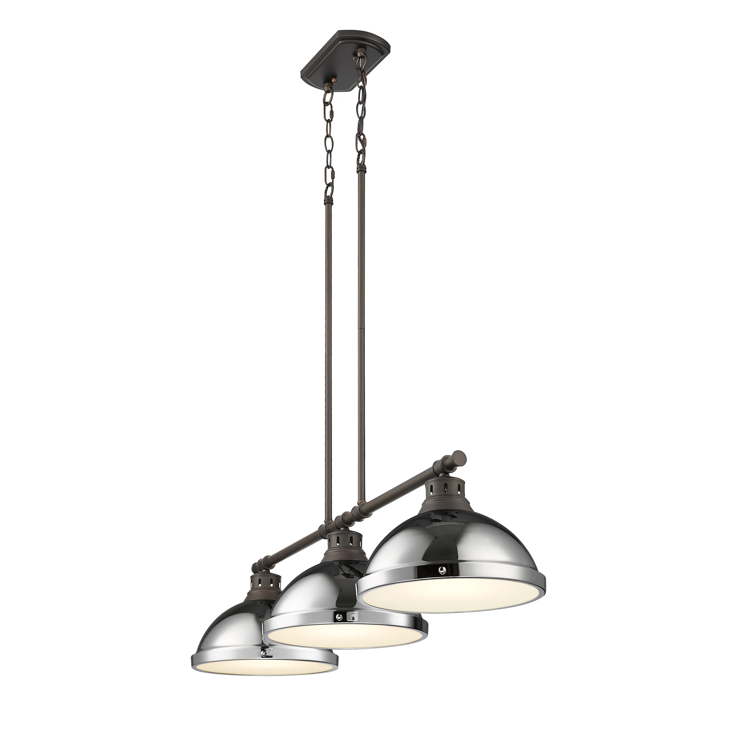 Yep by Golden Lighting Duncan 3-light Island Light in Rubbed Bronze and Chrome shade - Image 2