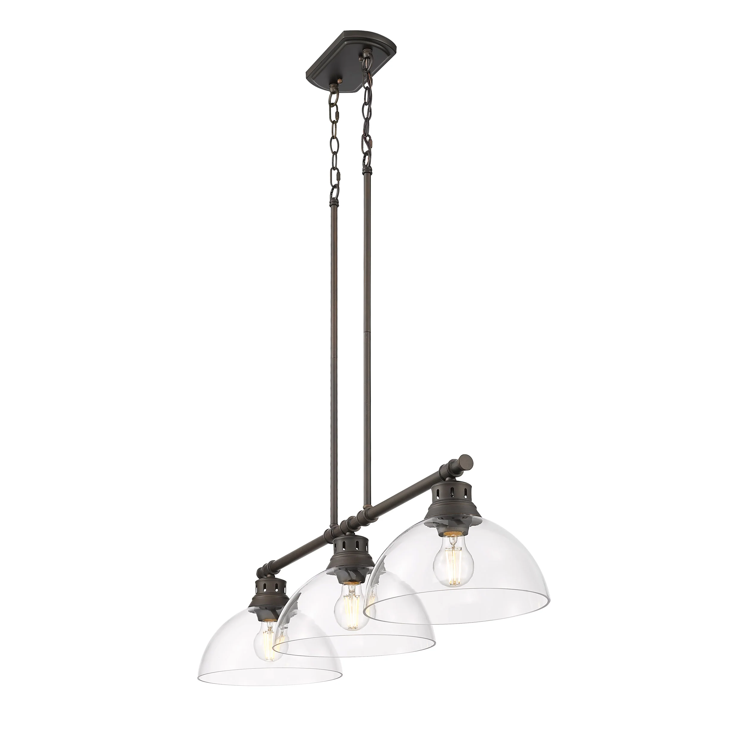 Yep by Golden Lighting Duncan 3-light Island Light in Rubbed Bronze and Clear Glass - Image 2