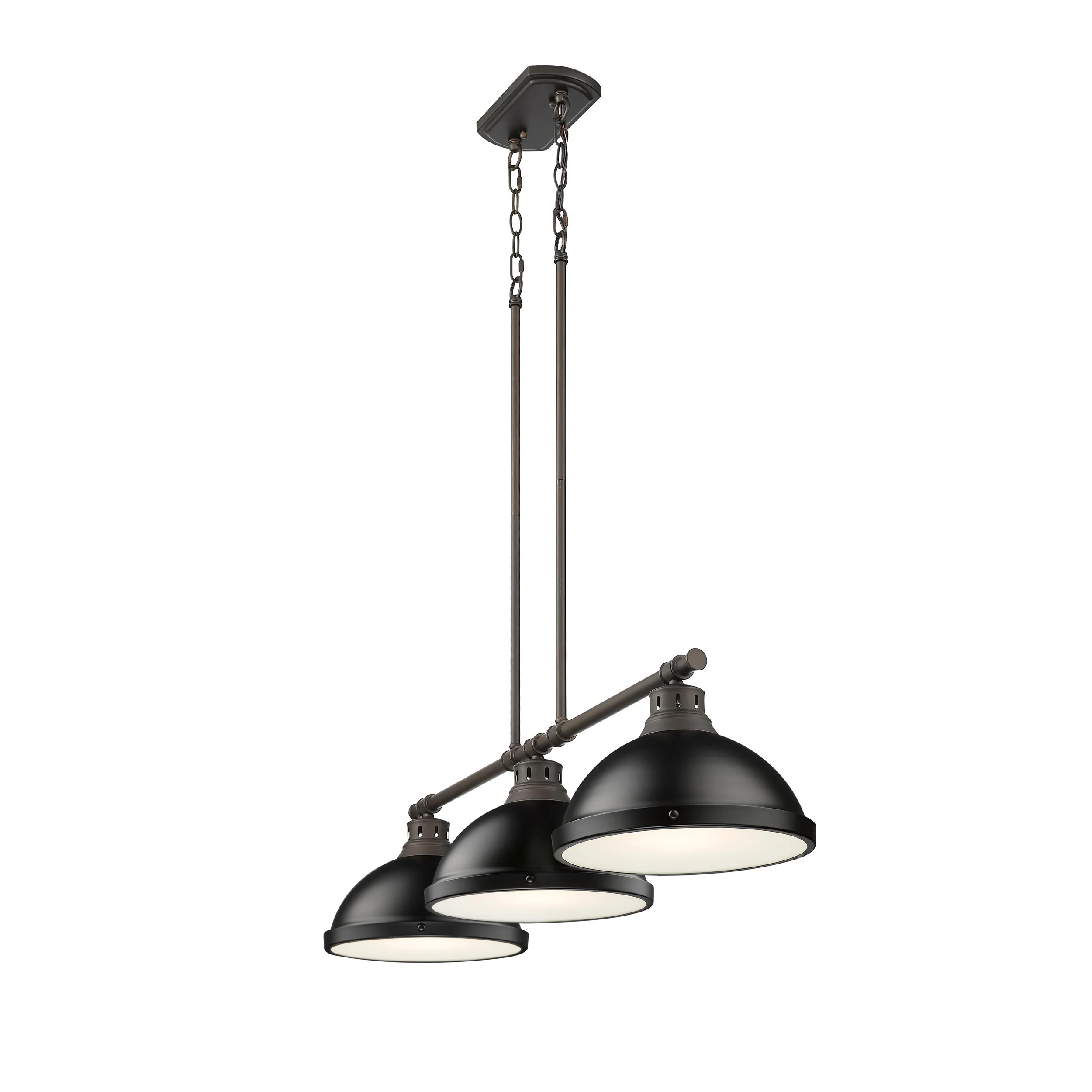 Yep by Golden Lighting Duncan 3-light Island Light in Rubbed Bronze and Matte Black shade - Image 2