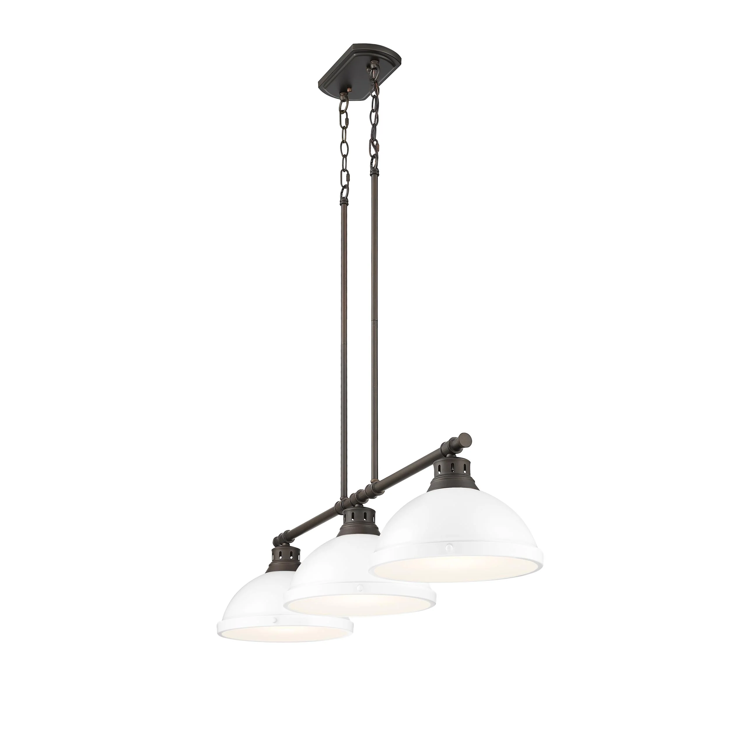 Yep by Golden Lighting Duncan 3-light Island Light in Rubbed Bronze and Matte White shade - Image 2
