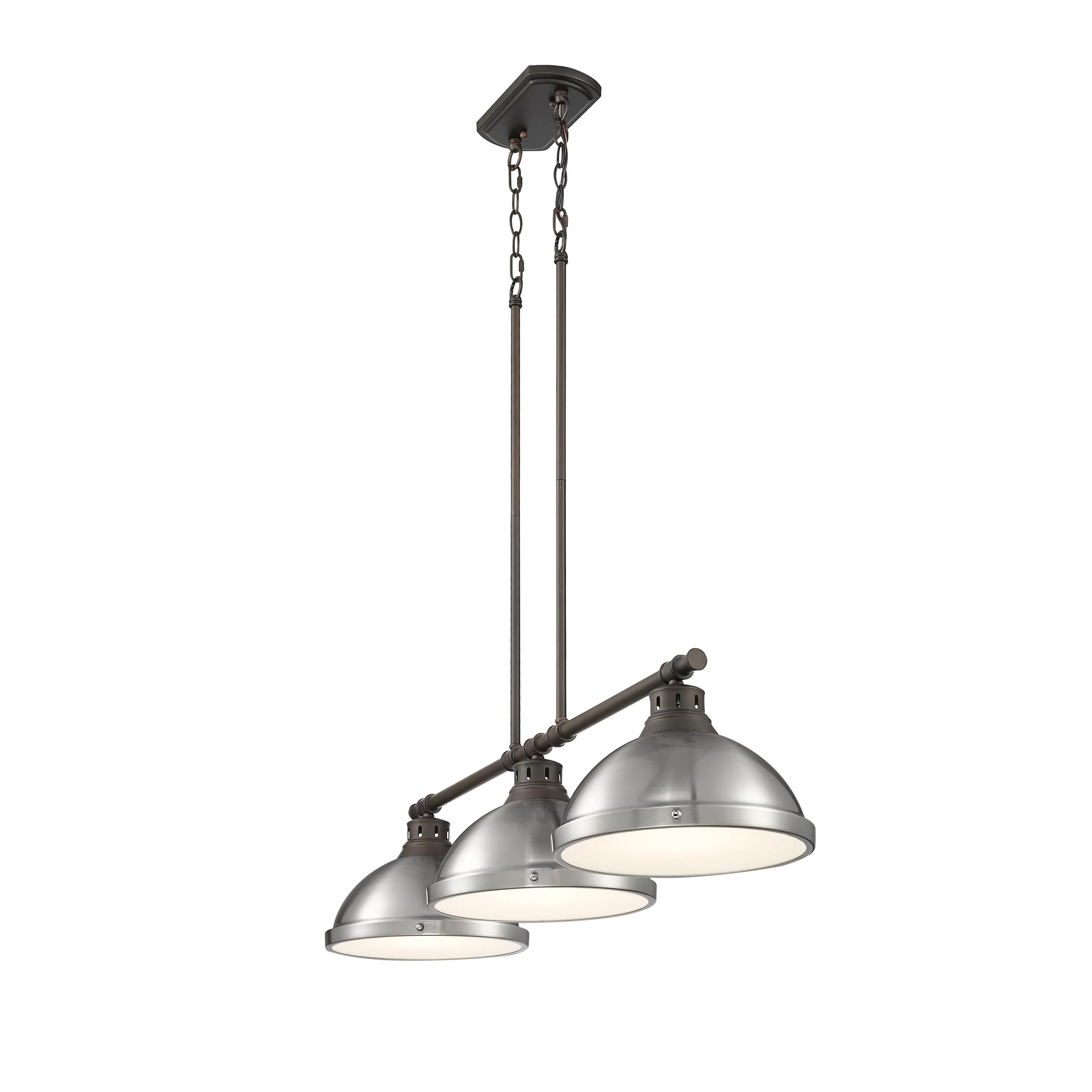 Yep by Golden Lighting Duncan 3-light Island Light in Rubbed Bronze and Pewter shade - Image 2
