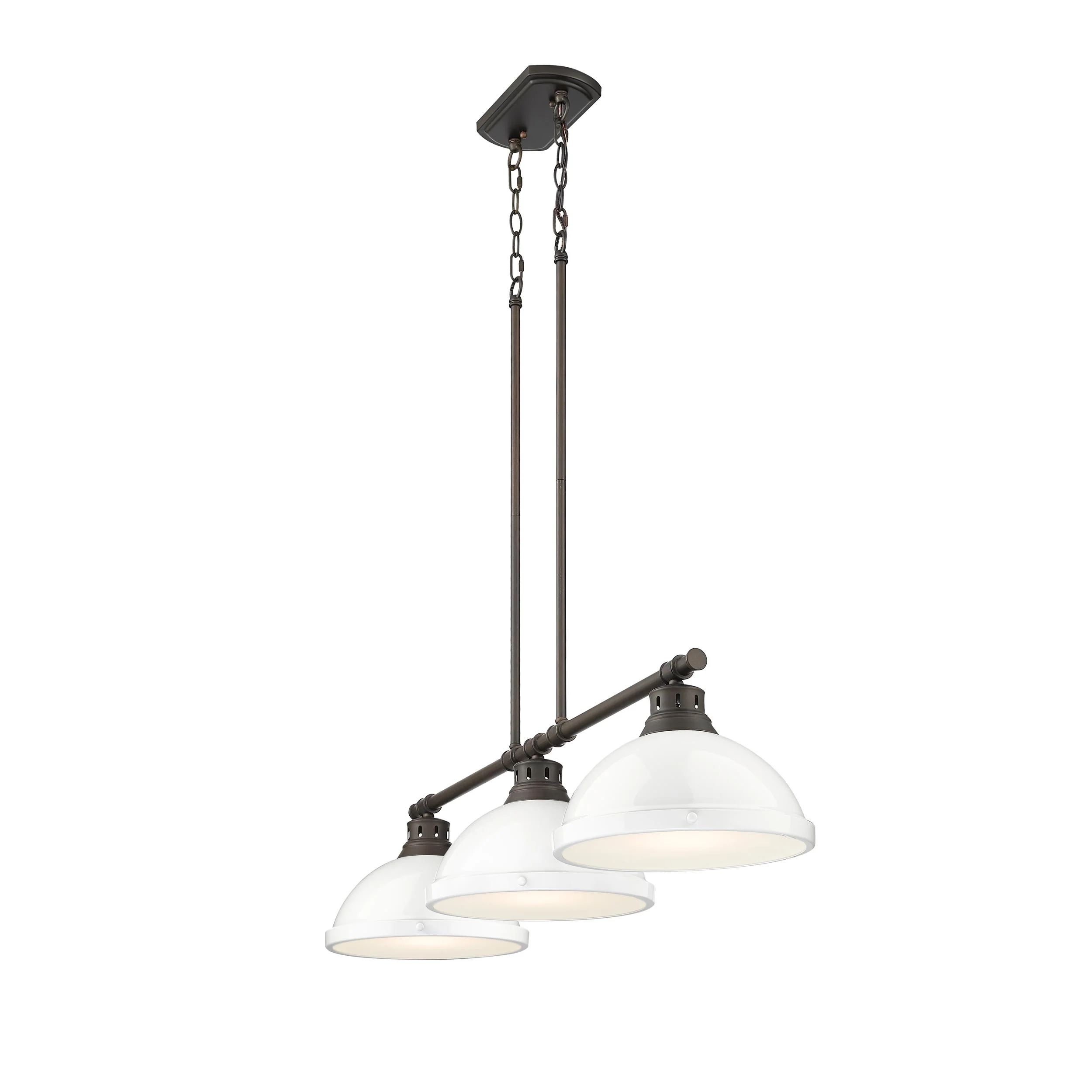 Yep by Golden Lighting Duncan 3-light Island Light in Rubbed Bronze and White shade - Image 2