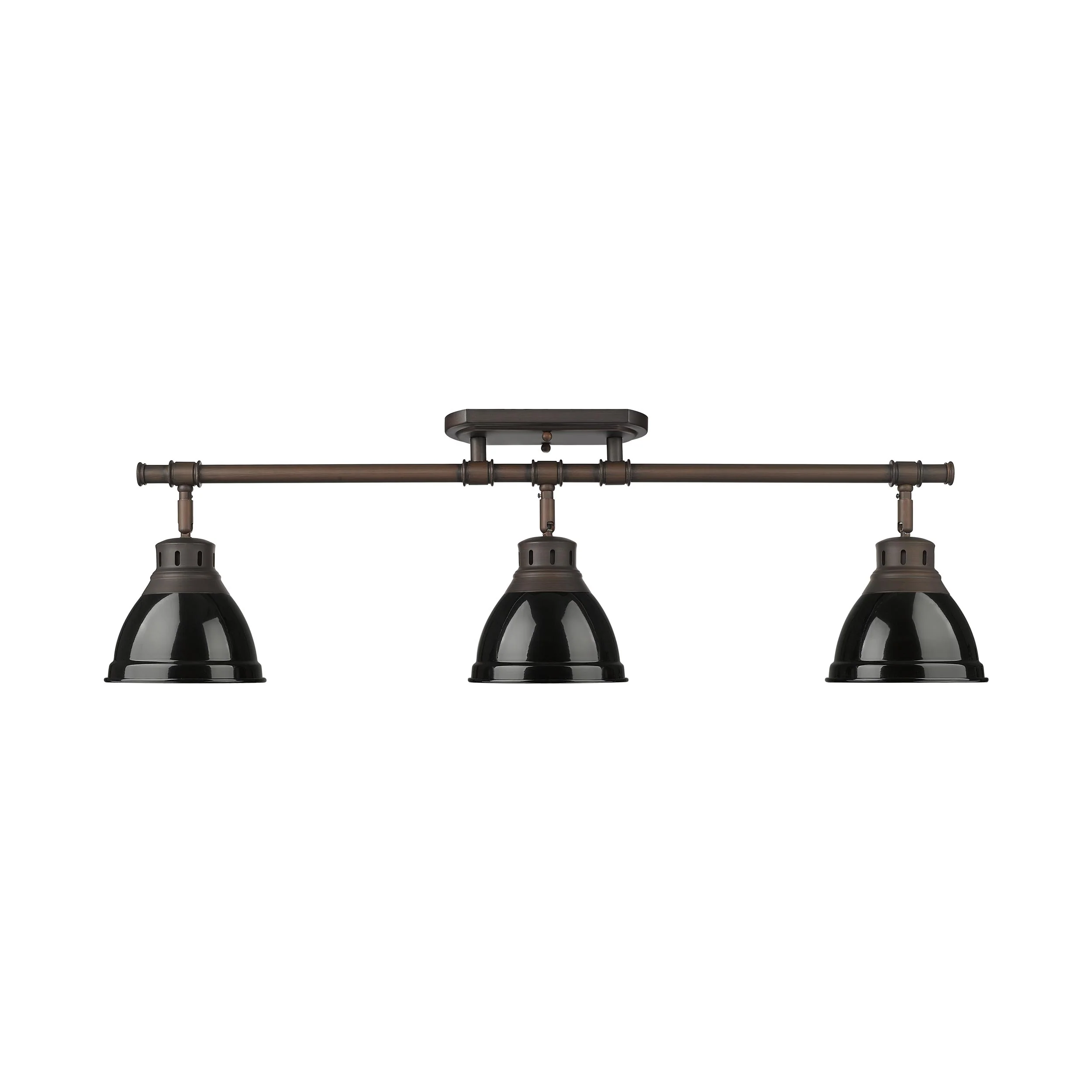 Yep by Golden Lighting Duncan 3-light Semi-Flush Mount in Rubbed Bronze and Black shade - Image 2