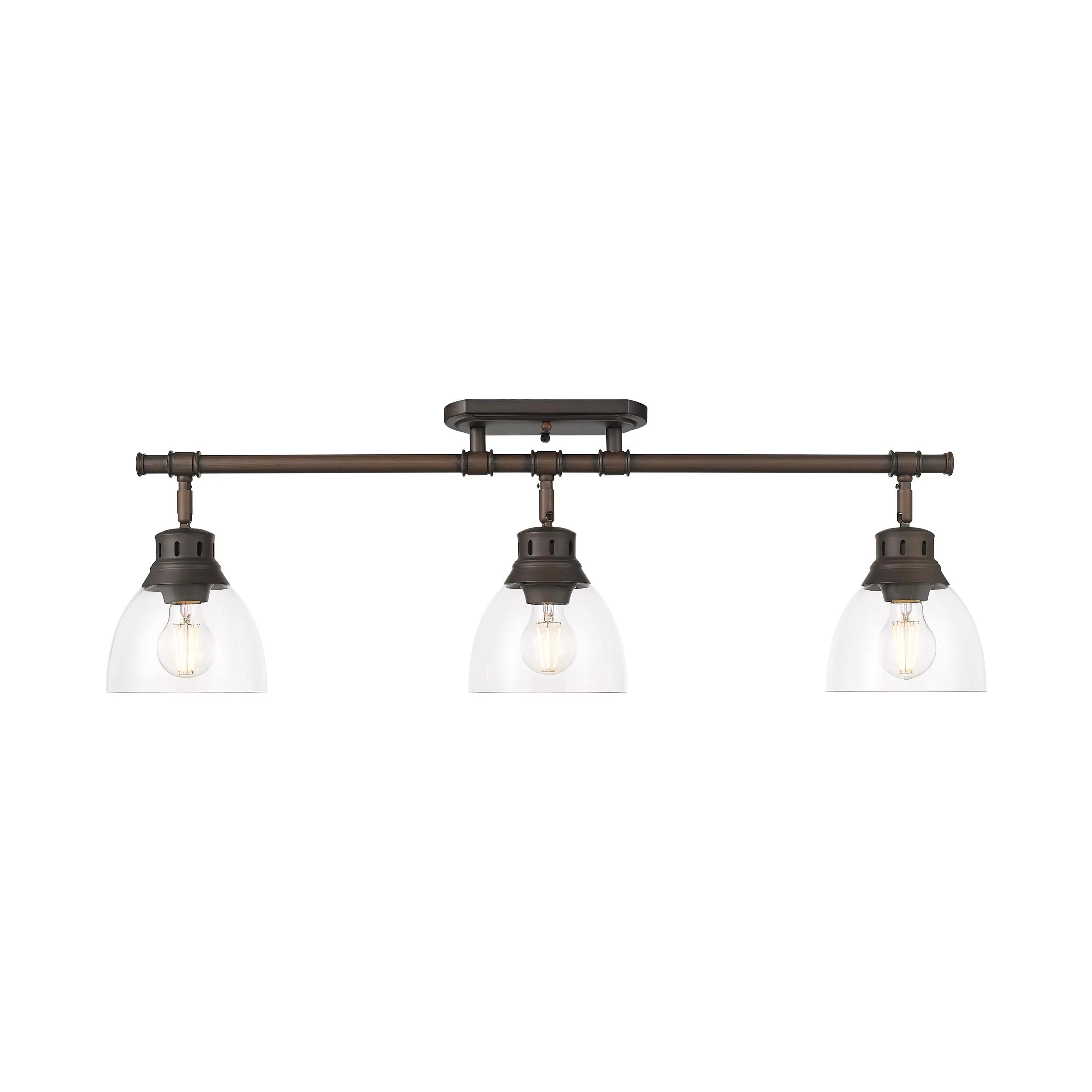 Yep by Golden Lighting Duncan 3-light Semi-Flush Mount in Rubbed Bronze and Clear Glass - Image 2