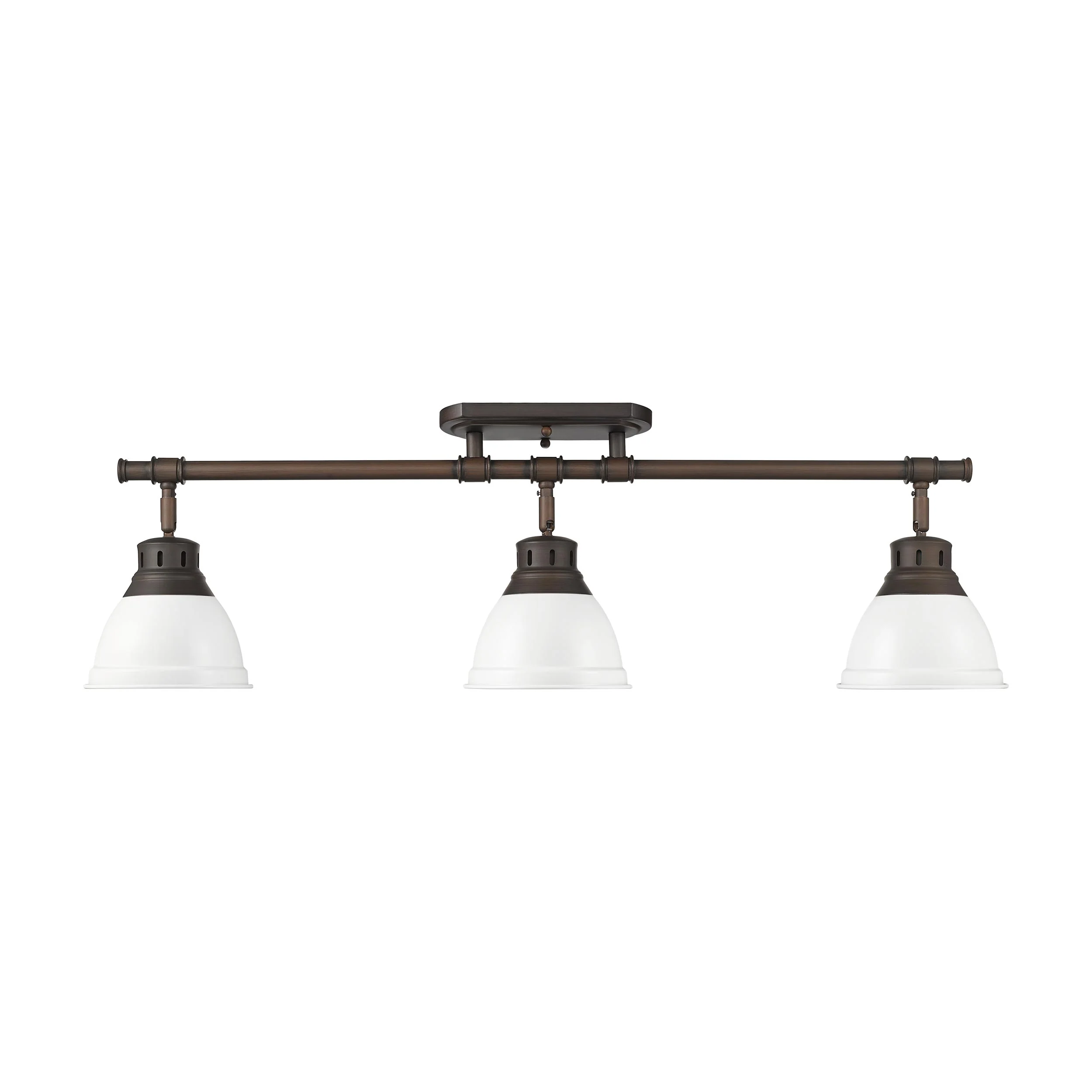 Yep by Golden Lighting Duncan 3-light Semi-Flush Mount in Rubbed Bronze and Matte White shade - Image 2