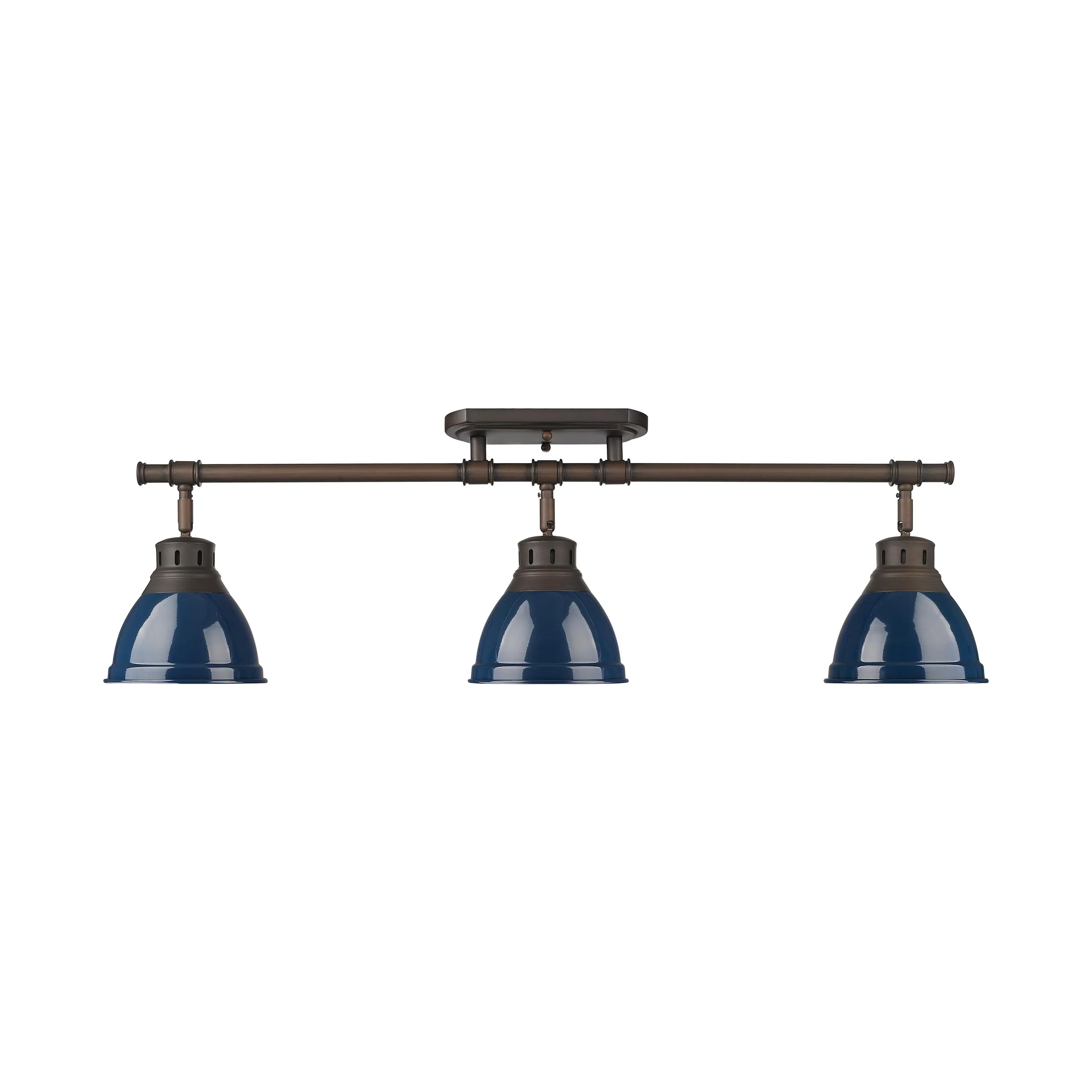 Yep by Golden Lighting Duncan 3-light Semi-Flush Mount in Rubbed Bronze and Navy Blue shade - Image 2