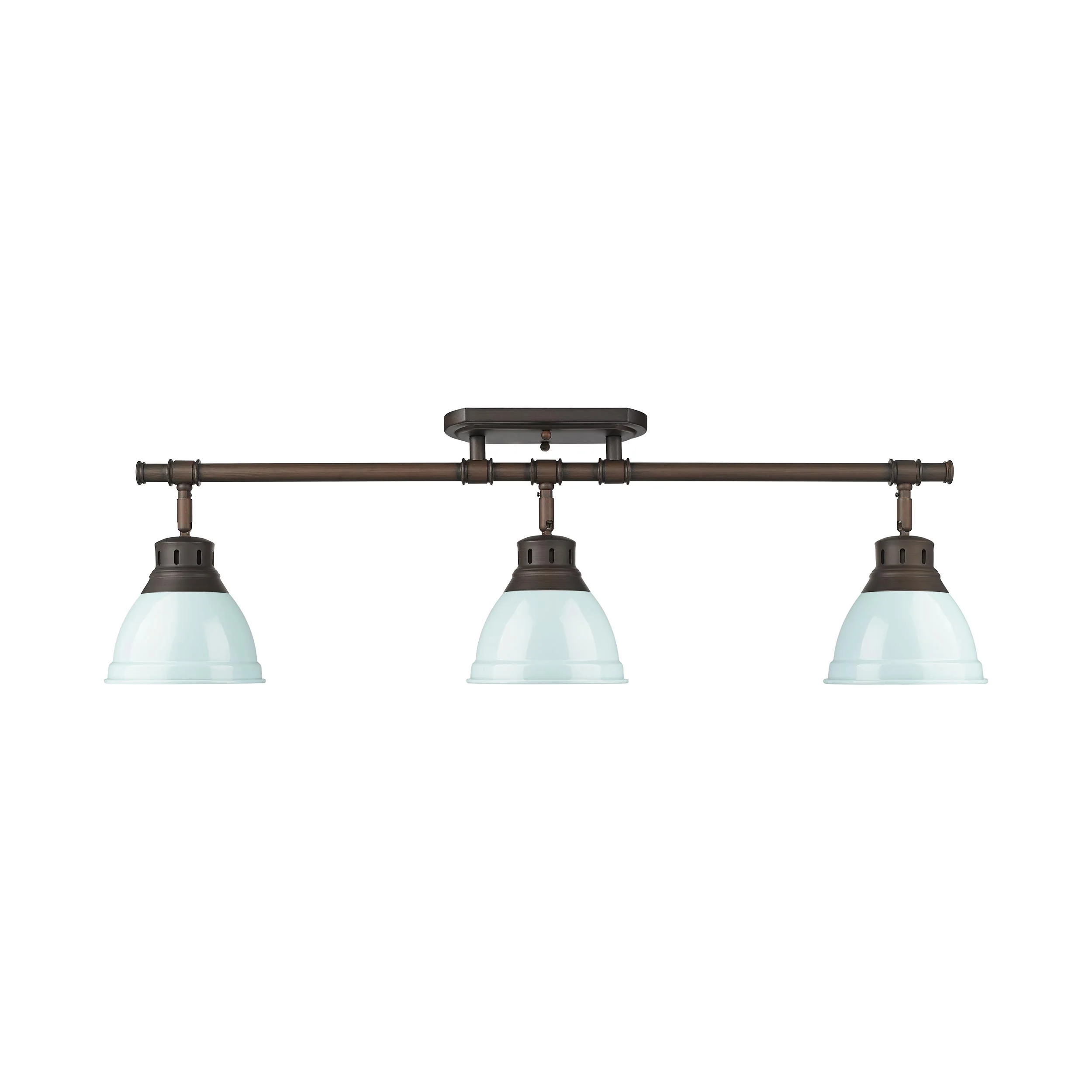 Yep by Golden Lighting Duncan 3-light Semi-Flush Mount in Rubbed Bronze and Seafoam shade - Image 2