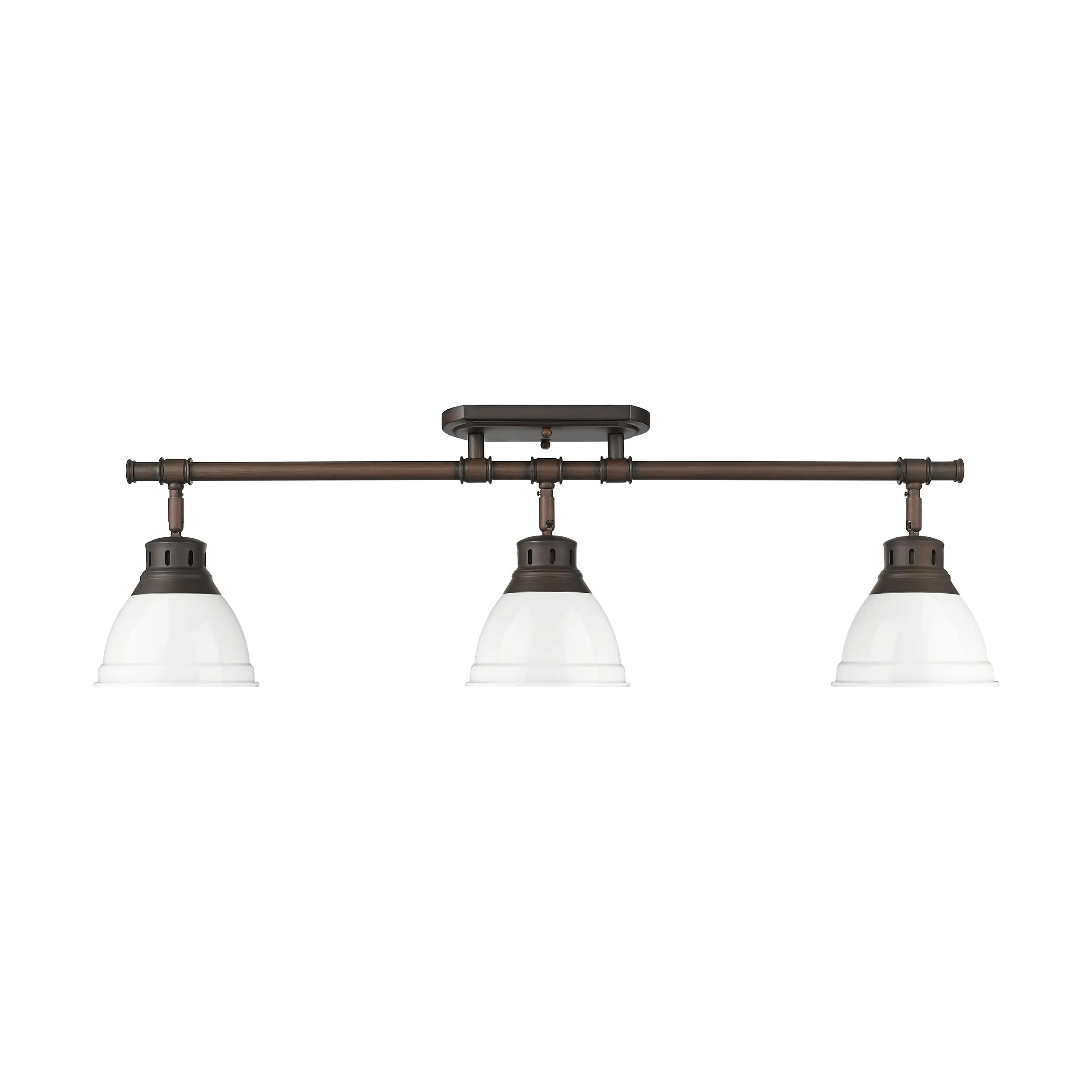 Yep by Golden Lighting Duncan 3-light Semi-Flush Mount in Rubbed Bronze and White shade - Image 2