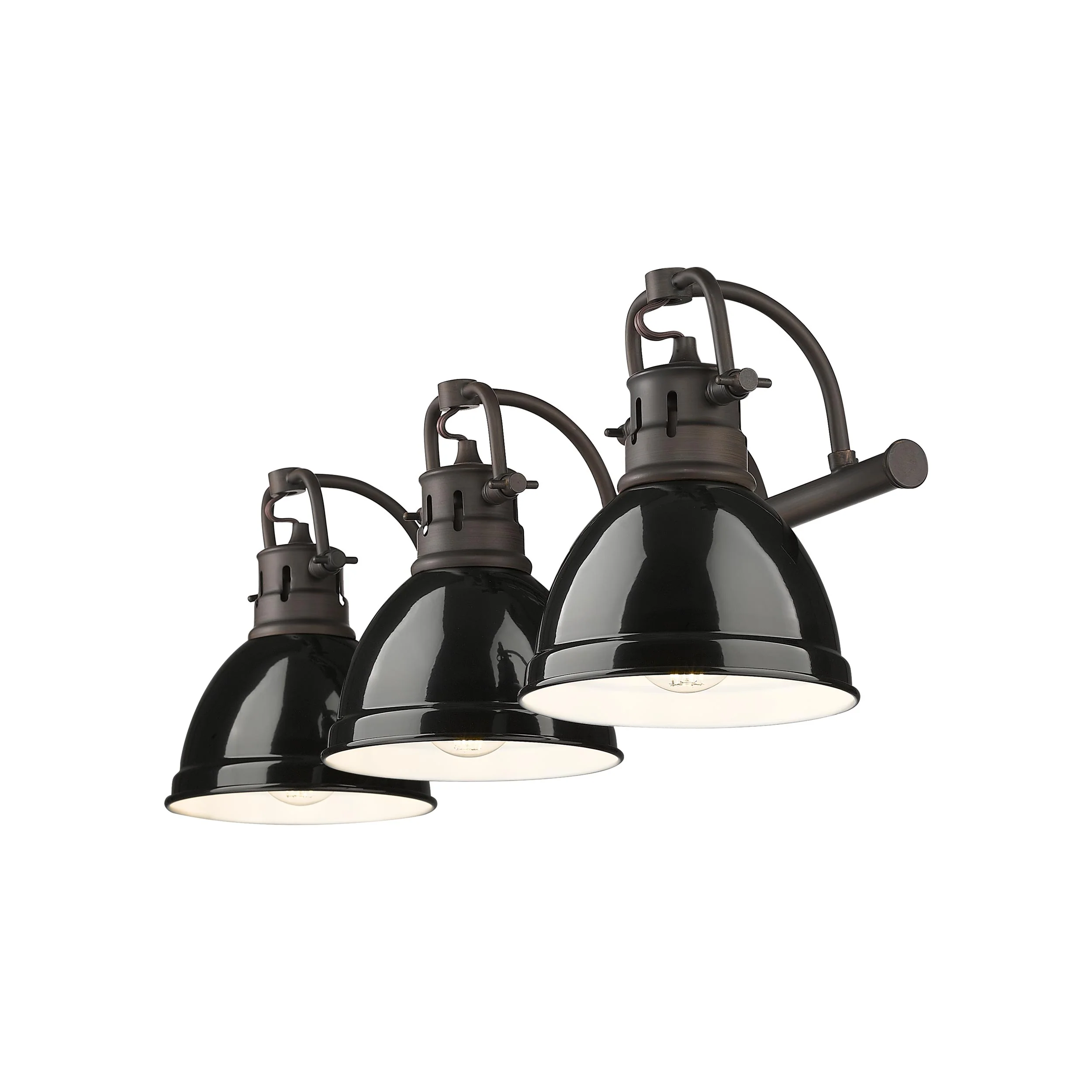 Yep by Golden Lighting Duncan 3-light Vanity in Rubbed Bronze and Black shade - Image 2