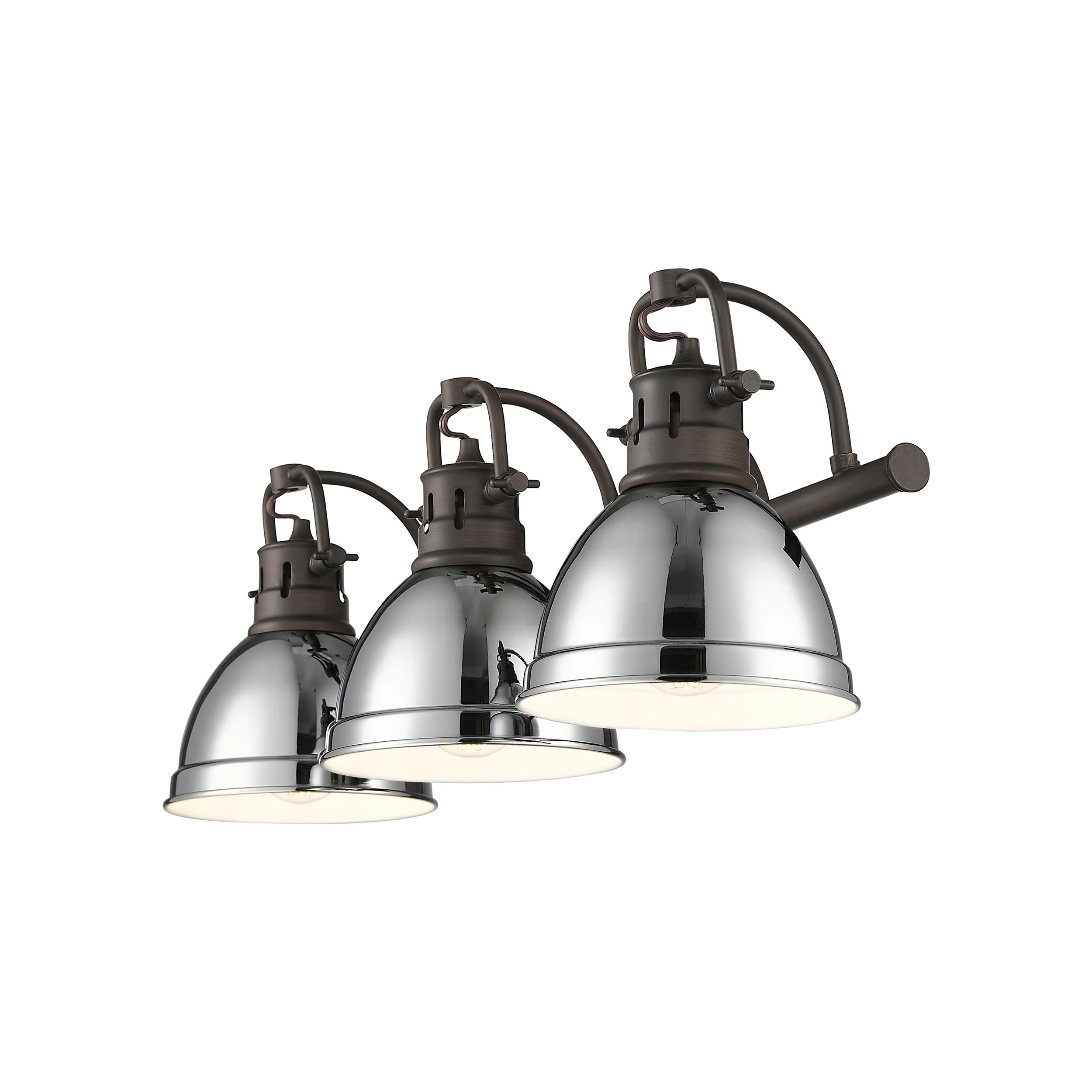 Yep by Golden Lighting Duncan 3-light Vanity in Rubbed Bronze and Chrome shade - Image 2