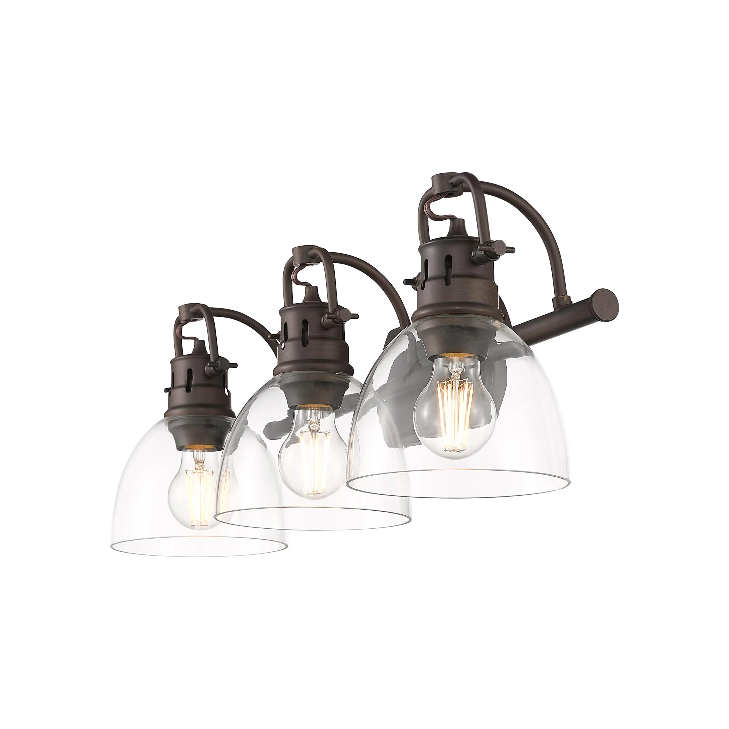 Yep by Golden Lighting Duncan 3-light Vanity in Rubbed Bronze and Clear Glass - Image 2