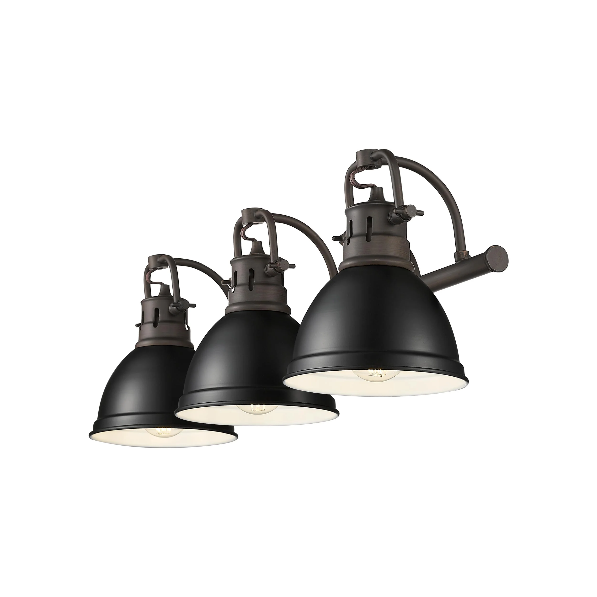 Yep by Golden Lighting Duncan 3-light Vanity in Rubbed Bronze and Matte Black shade - Image 2