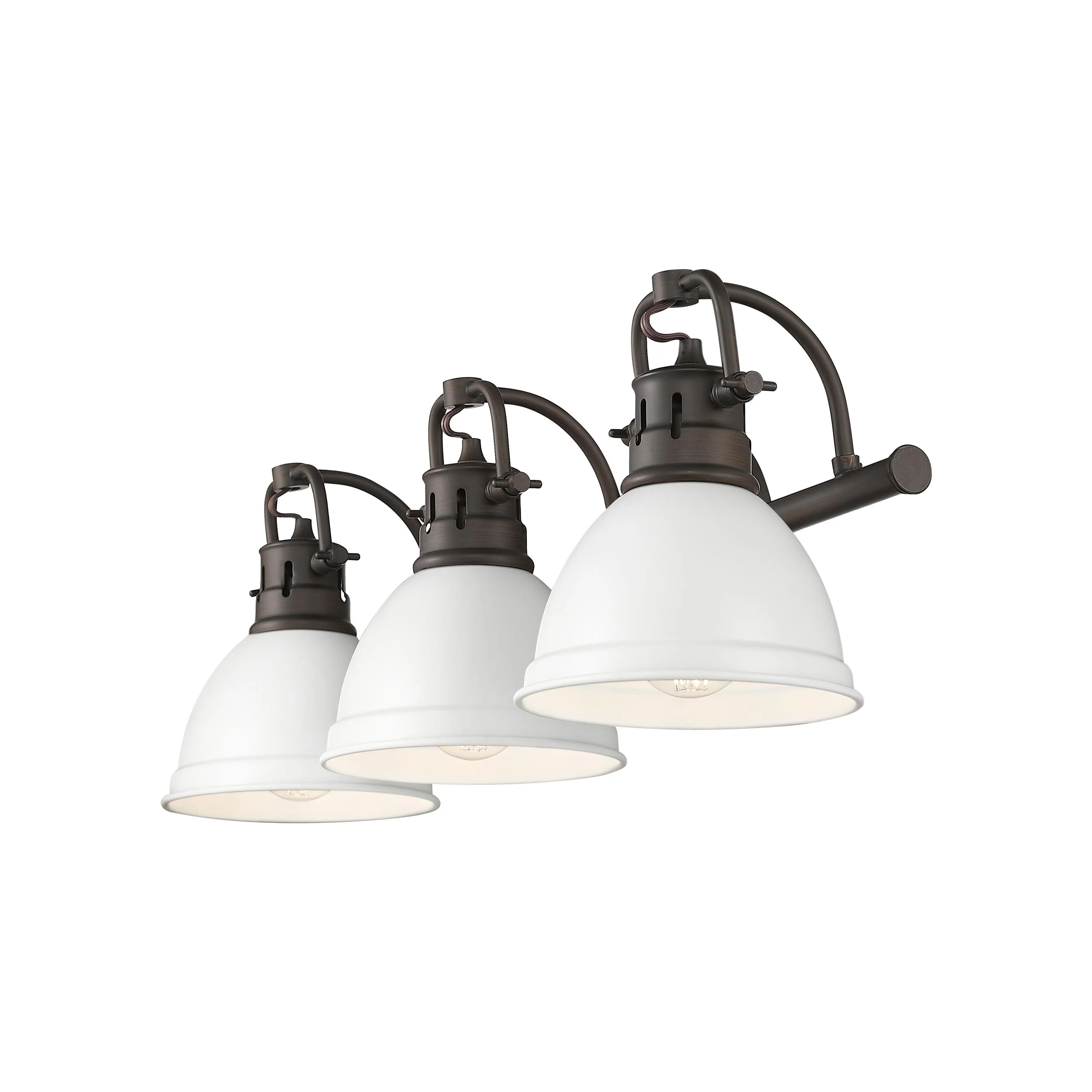Yep by Golden Lighting Duncan 3-light Vanity in Rubbed Bronze and Matte White shade - Image 2