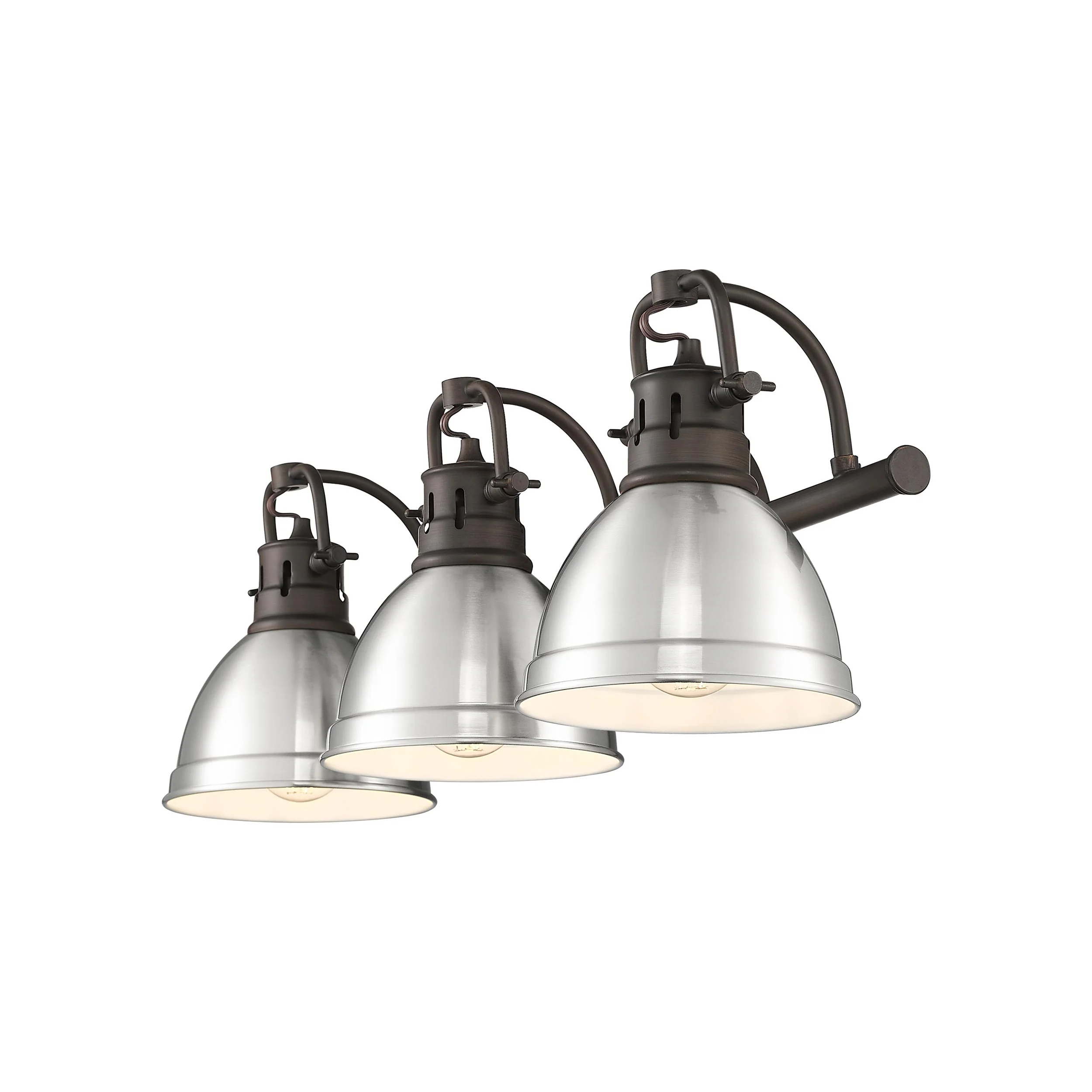 Yep by Golden Lighting Duncan 3-light Vanity in Rubbed Bronze and Pewter shade - Image 2