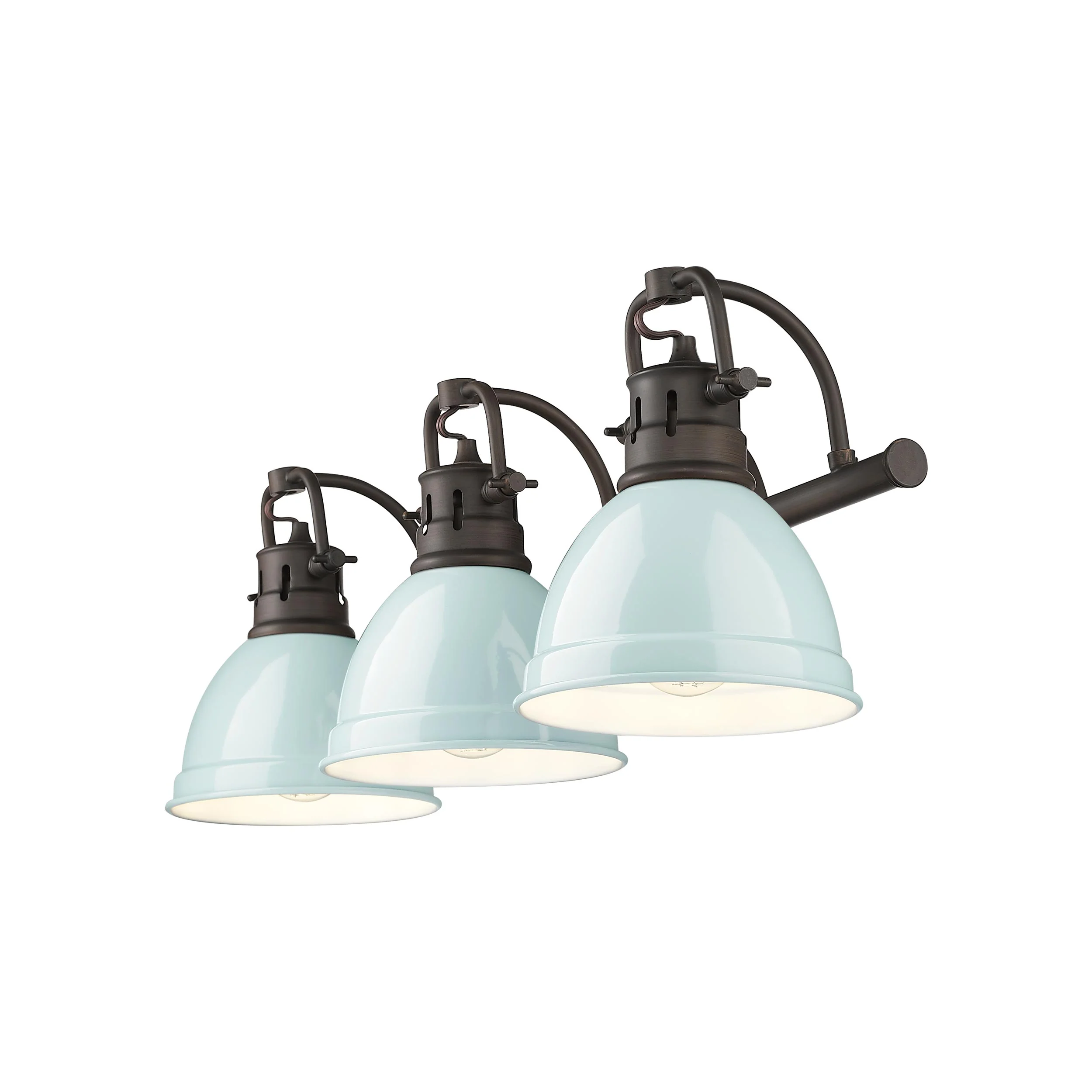 Yep by Golden Lighting Duncan 3-light Vanity in Rubbed Bronze and Seafoam shade - Image 2